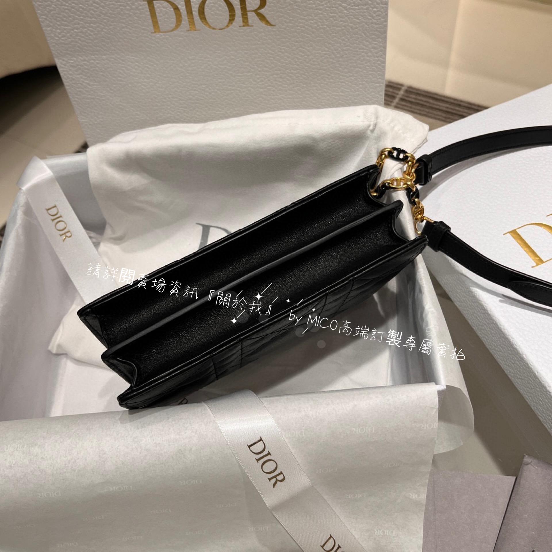 Dior 迪奧 miss caro 黑色綿羊皮 真皮 迷你鏈條包 WOC發財包 19cm