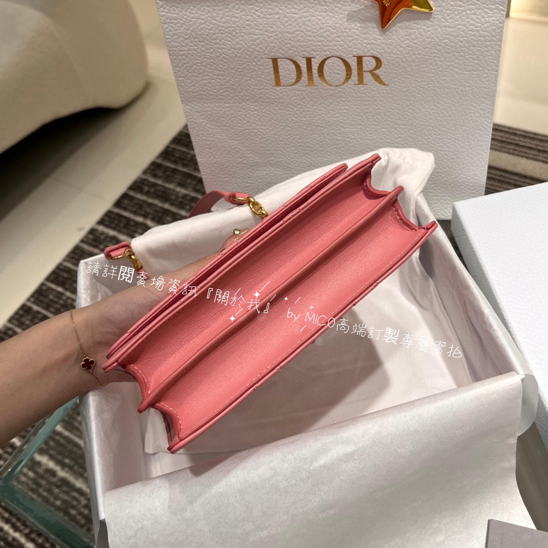 Dior 迪奧 miss caro 粉色綿羊皮 真皮 迷你鏈條包 WOC發財包 19cm