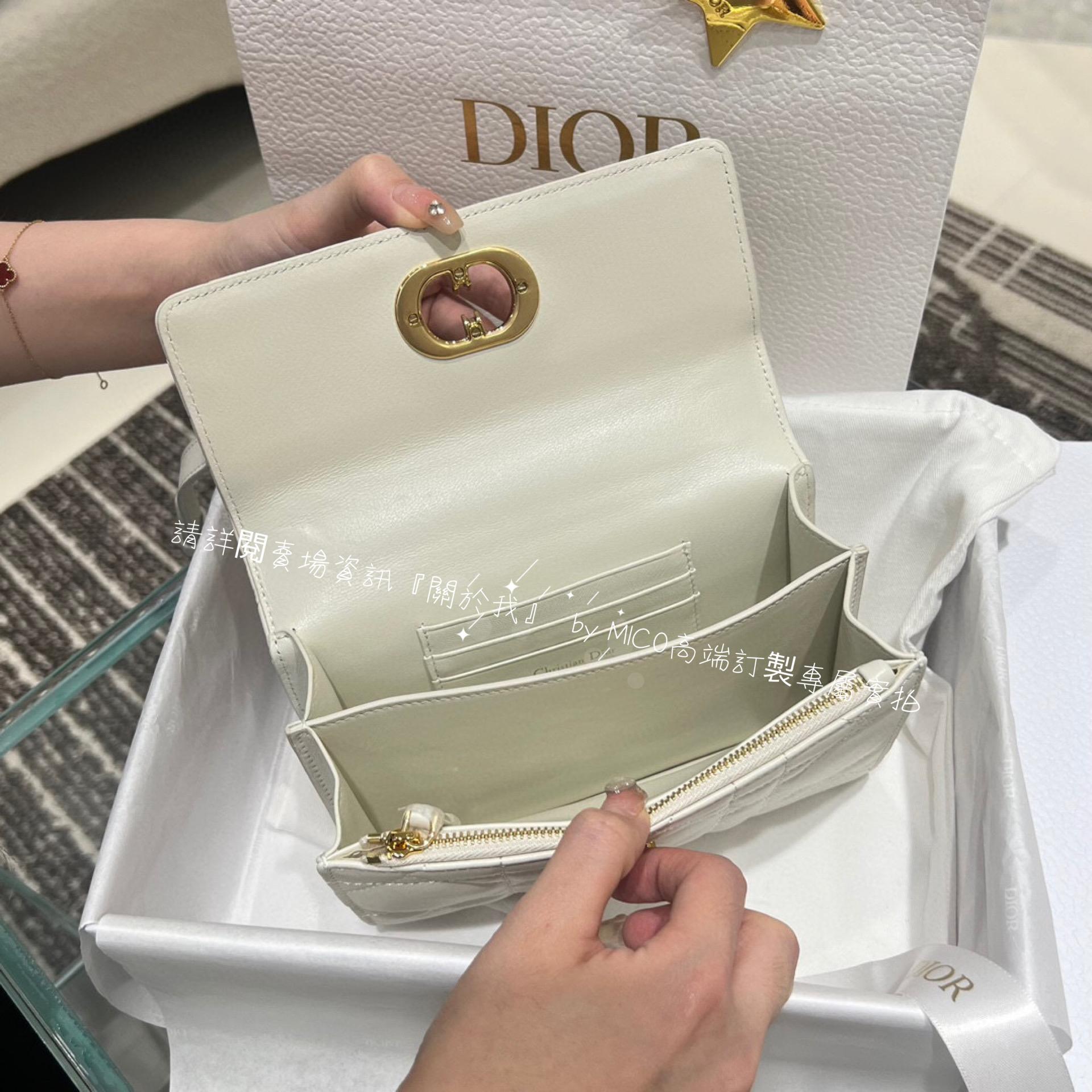 Dior 迪奧 miss caro 白色綿羊皮 真皮 迷你鏈條包 WOC發財包 19cm