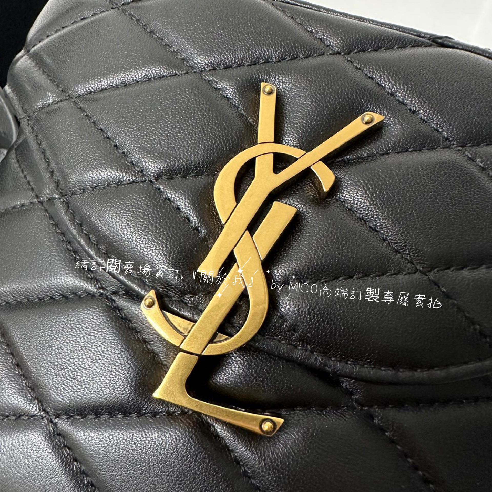 YSL 新款 JUNE絎縫羊皮箱形包/小盒子包 黑色/金釦 18cm