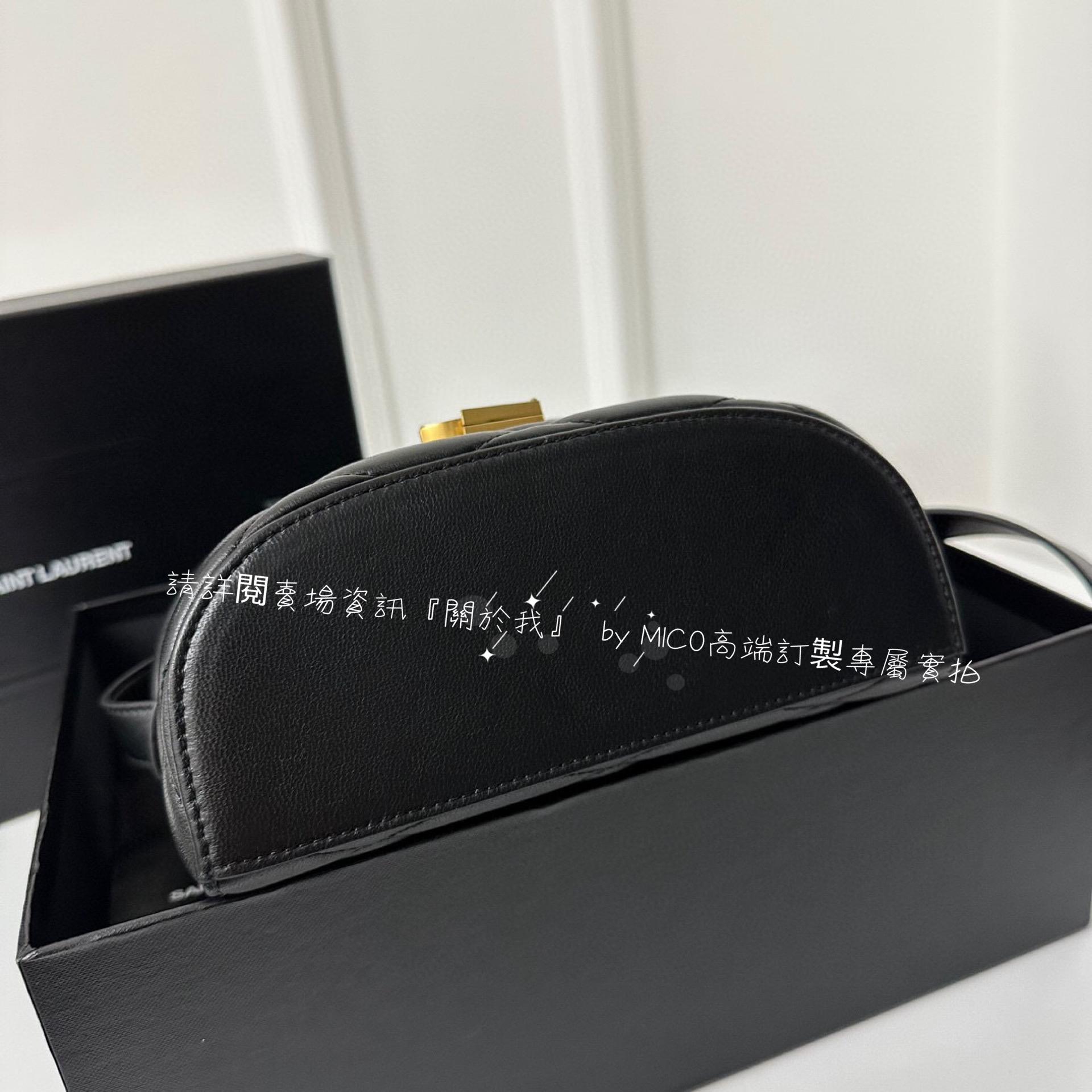 YSL 新款 JUNE絎縫羊皮箱形包/小盒子包 黑色/金釦 18cm