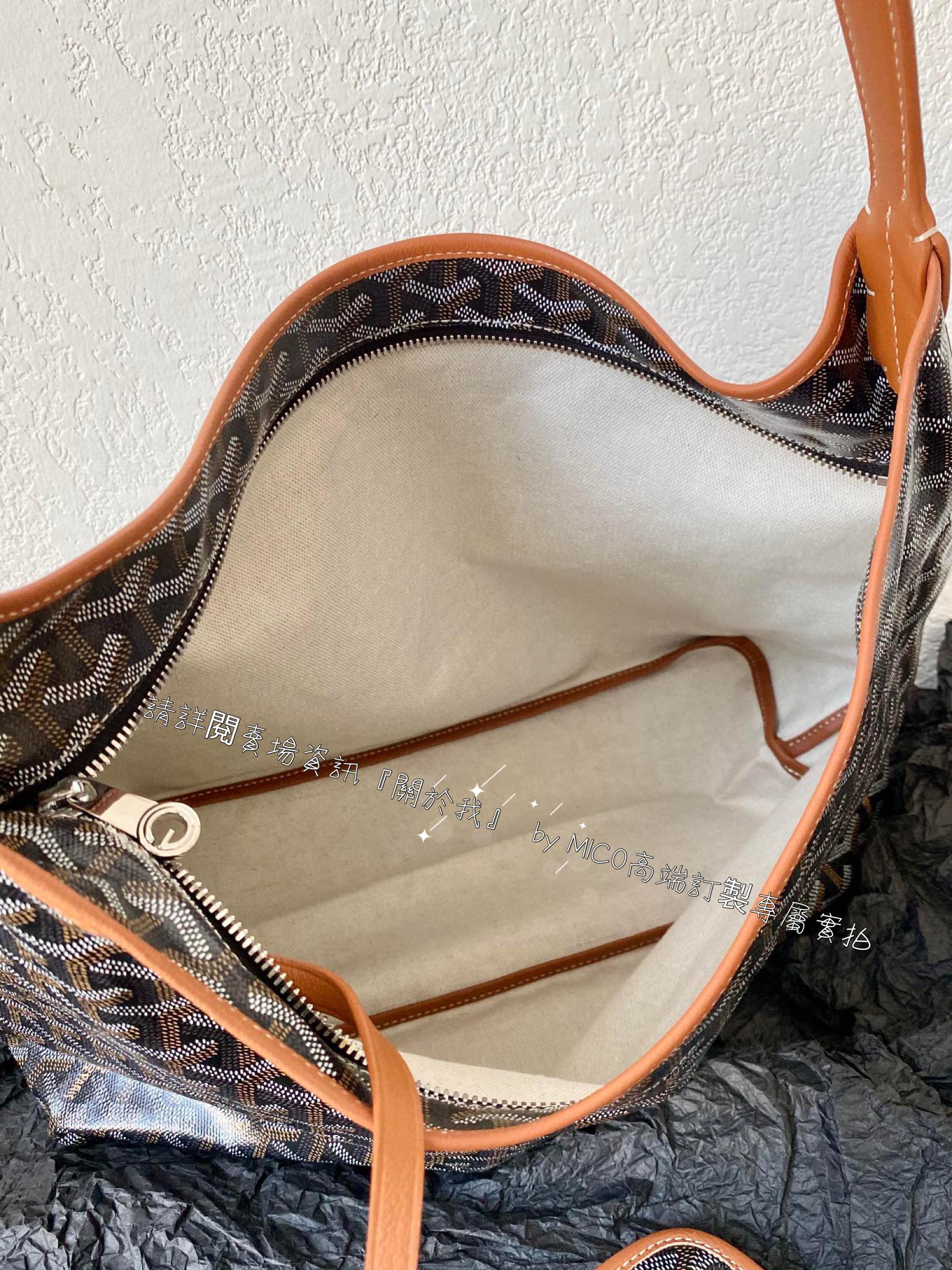 Goyard hobo 黑x棕色🏾 拉鍊托特包 肩背包 42×27×15cm