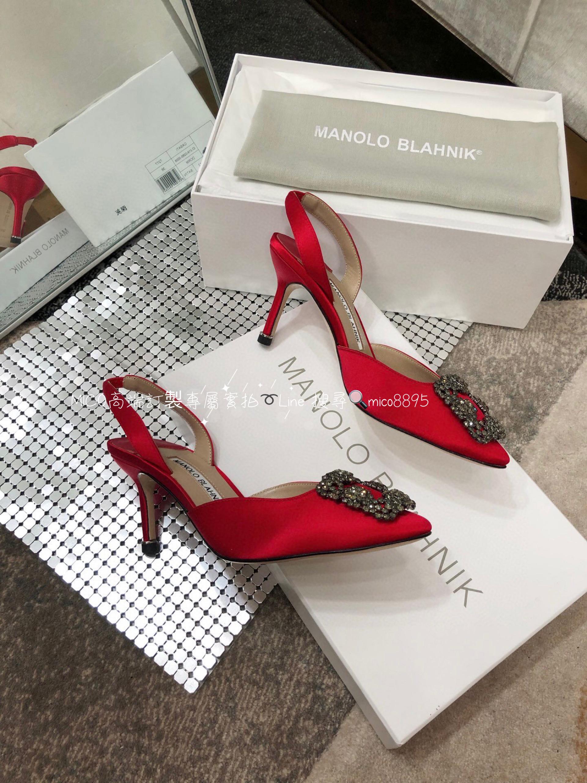 【Manolo Blahnik】MB 經典 雪花鑽扣涼鞋 高跟鞋 跟高7cm 碼數：34-41（34.40.41定做不退換）