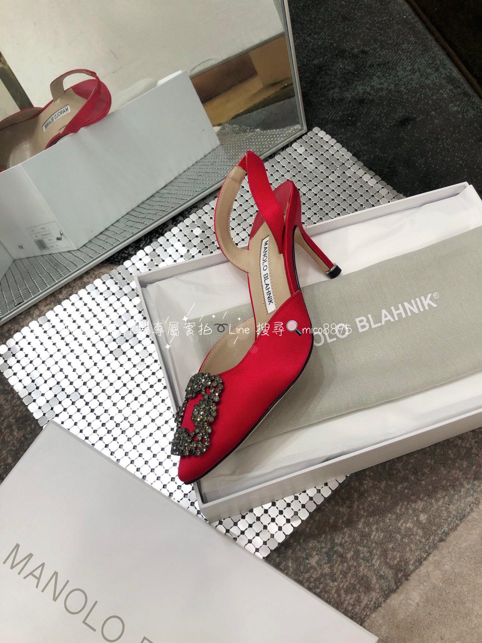 【Manolo Blahnik】MB 經典 雪花鑽扣涼鞋 高跟鞋 跟高7cm 碼數：34-41（34.40.41定做不退換）