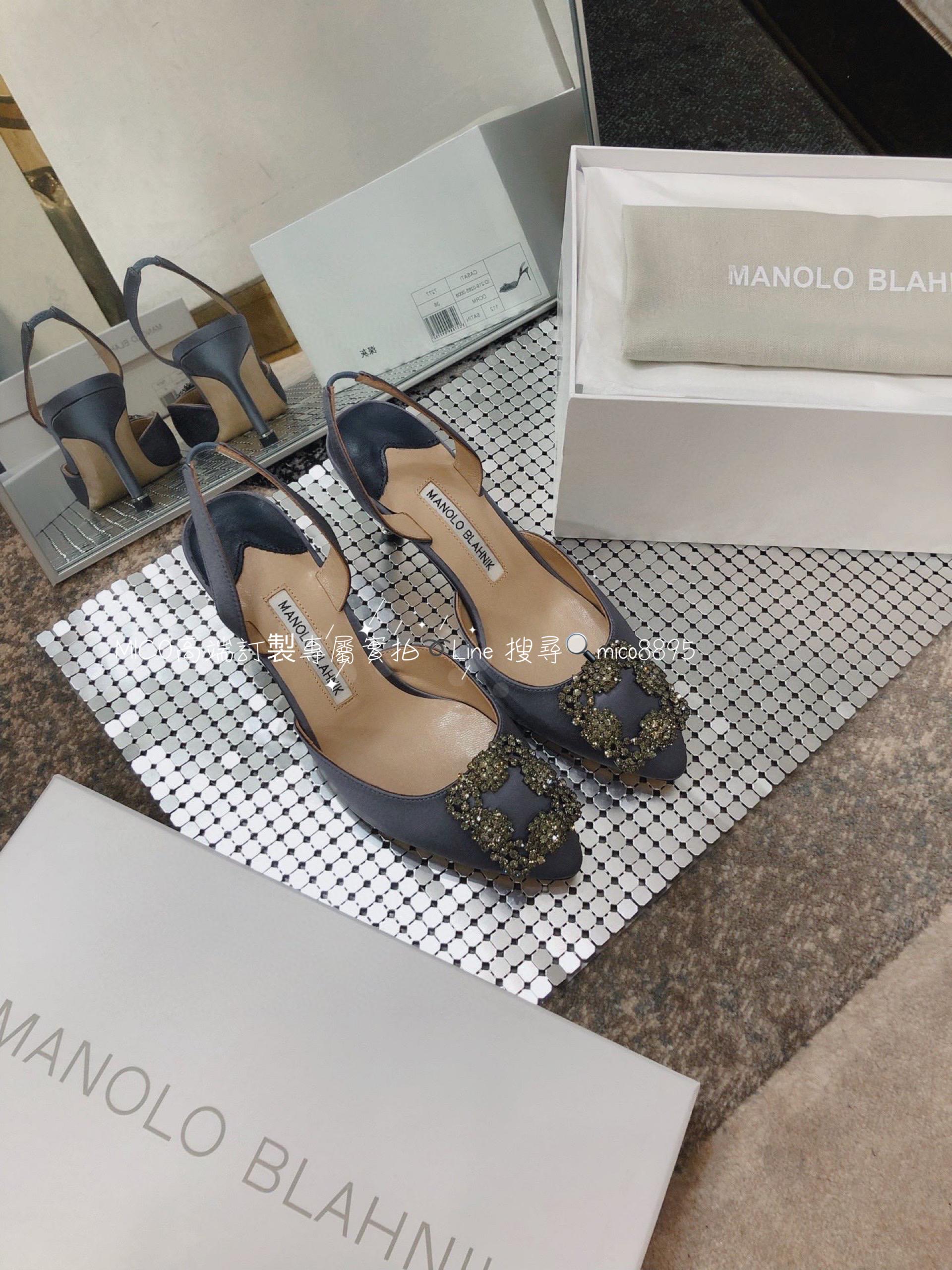 【Manolo Blahnik】MB 經典 雪花鑽扣涼鞋 高跟鞋 跟高7cm 碼數：34-41（34.40.41定做不退換）