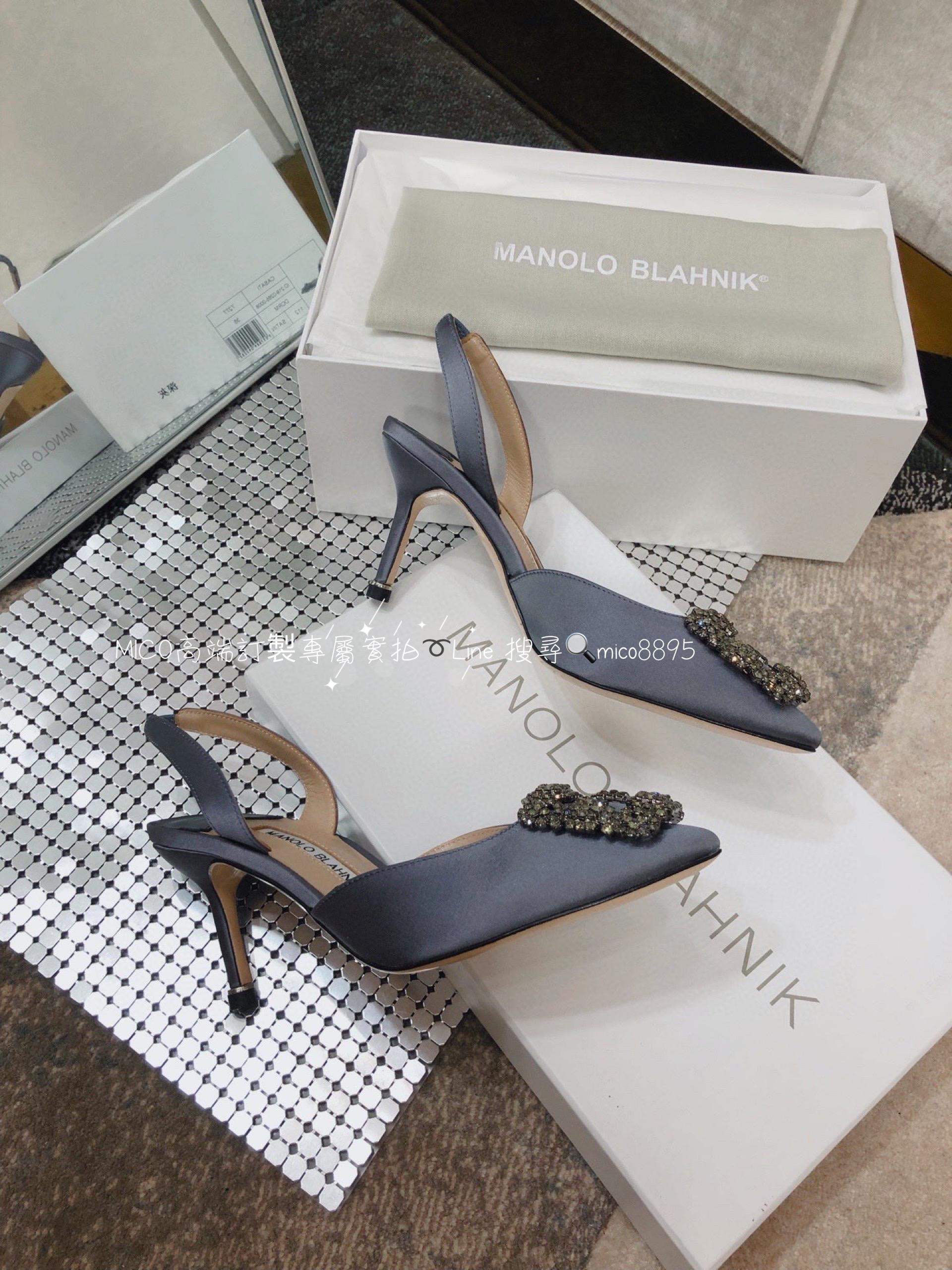 【Manolo Blahnik】MB 經典 雪花鑽扣涼鞋 高跟鞋 跟高7cm 碼數：34-41（34.40.41定做不退換）