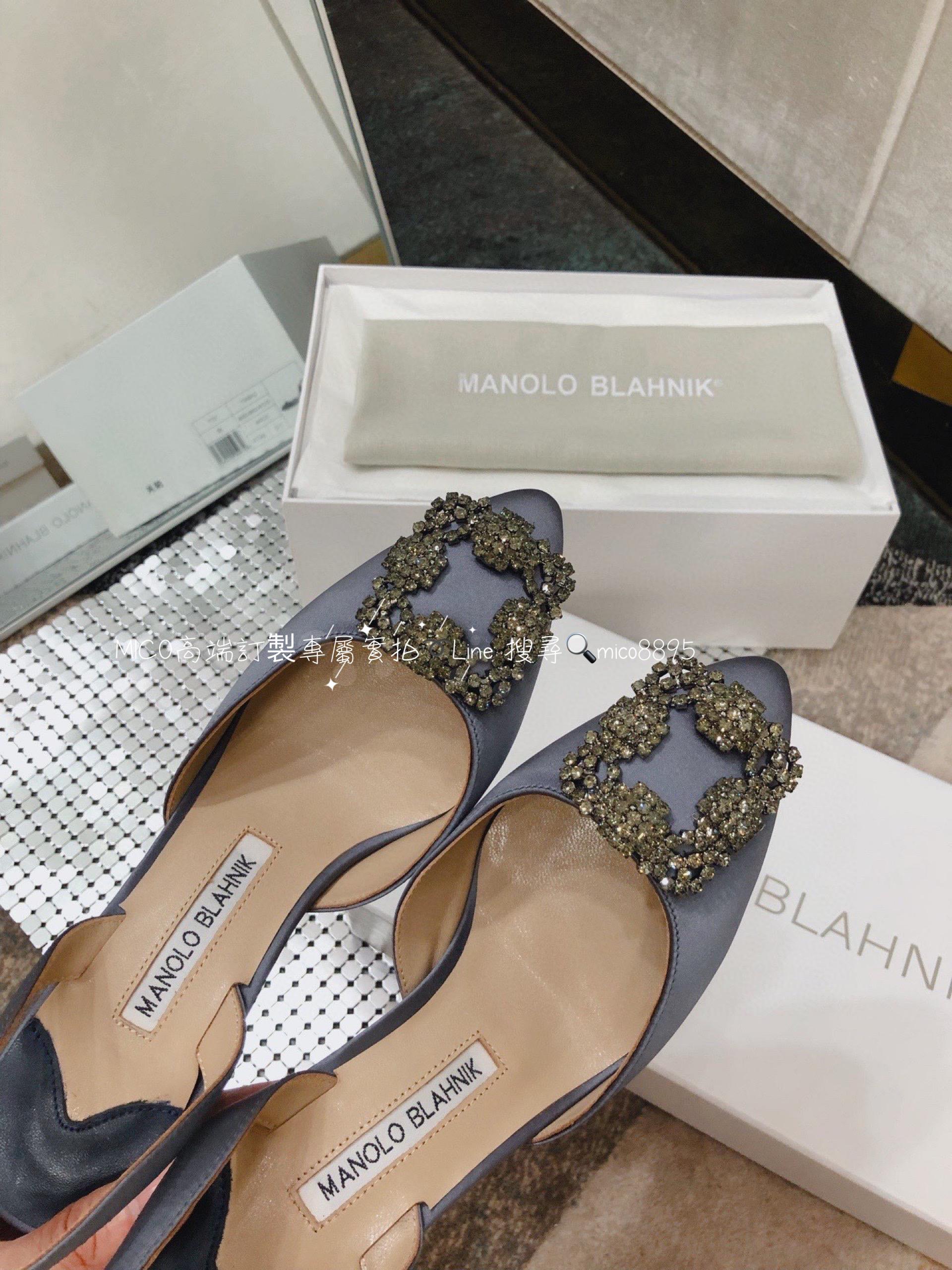 【Manolo Blahnik】MB 經典 雪花鑽扣涼鞋 高跟鞋 跟高7cm 碼數：34-41（34.40.41定做不退換）