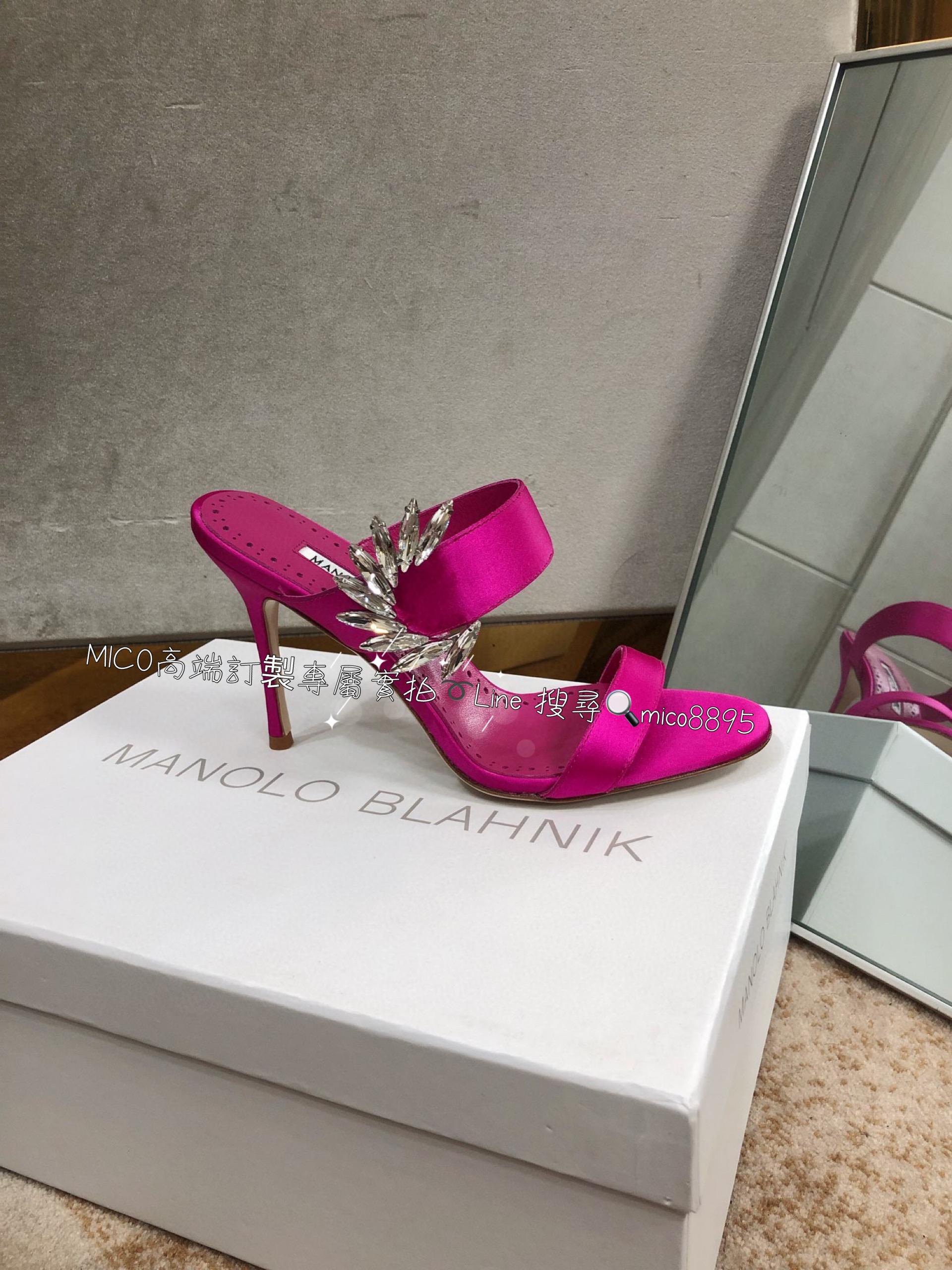 Manolo Blahnik MB 真絲高跟側扣涼鞋 跟鞋 跟高9cm