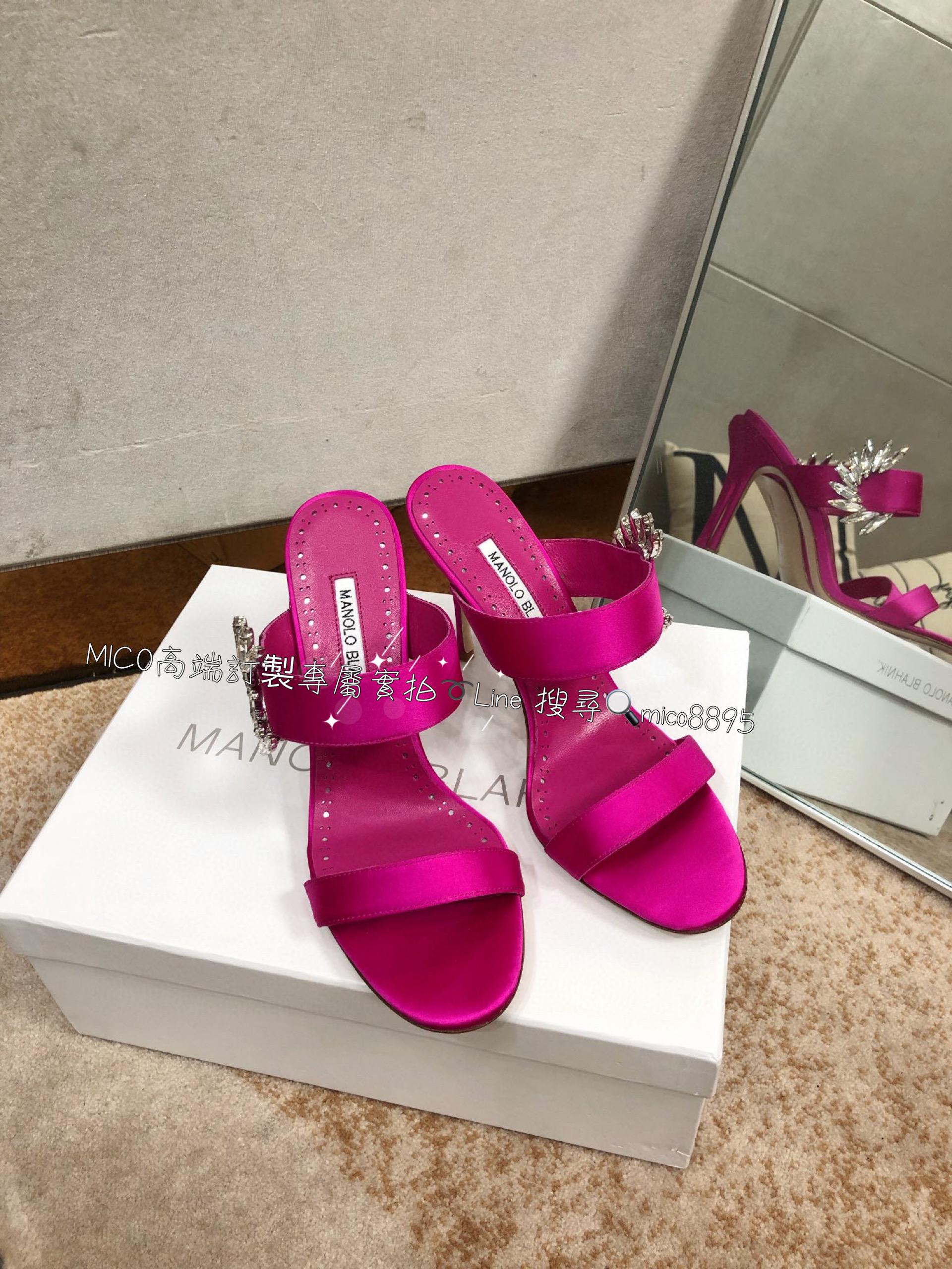 Manolo Blahnik MB 真絲高跟側扣涼鞋 跟鞋 跟高9cm