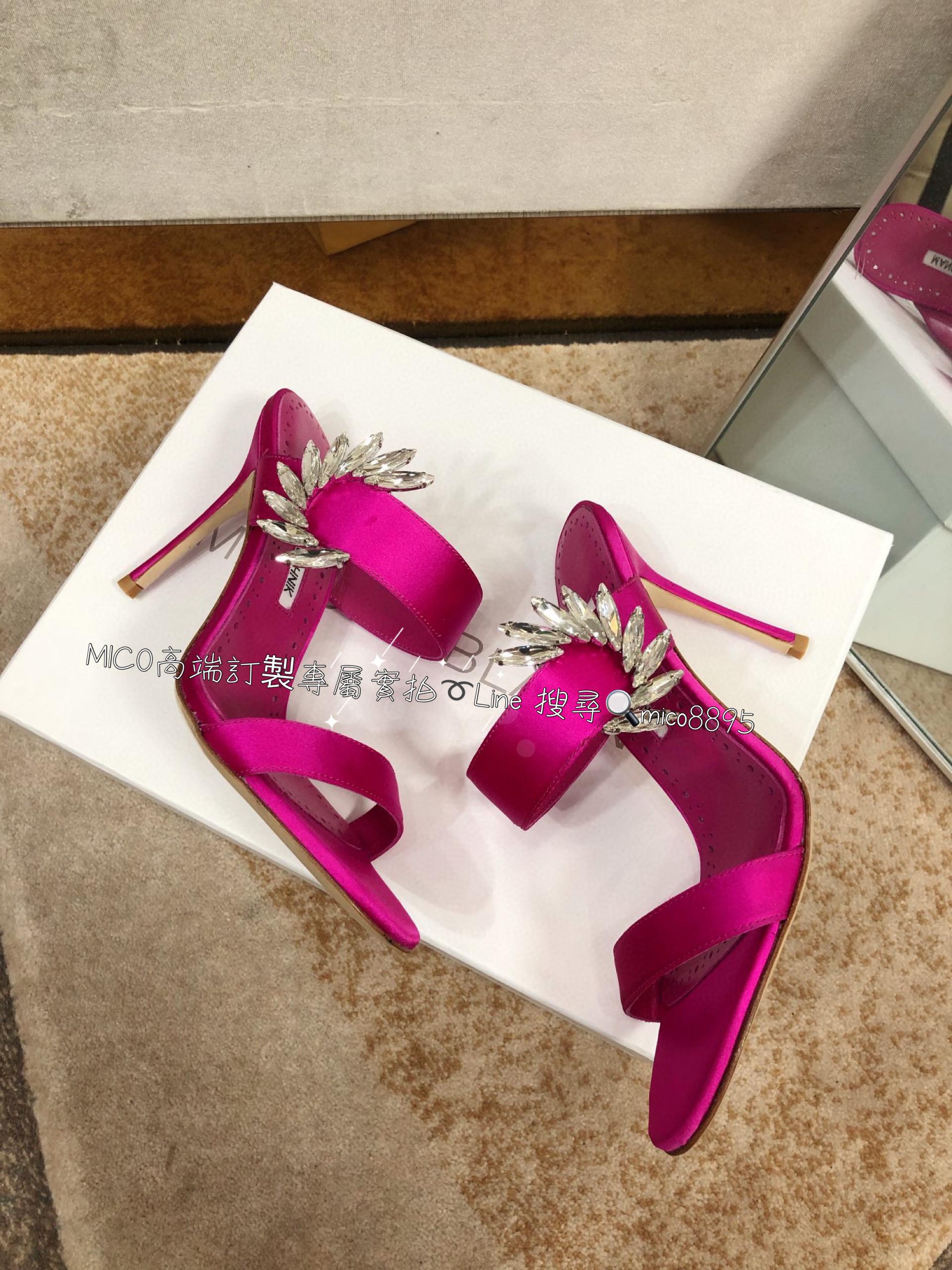 Manolo Blahnik MB 真絲高跟側扣涼鞋 跟鞋 跟高9cm