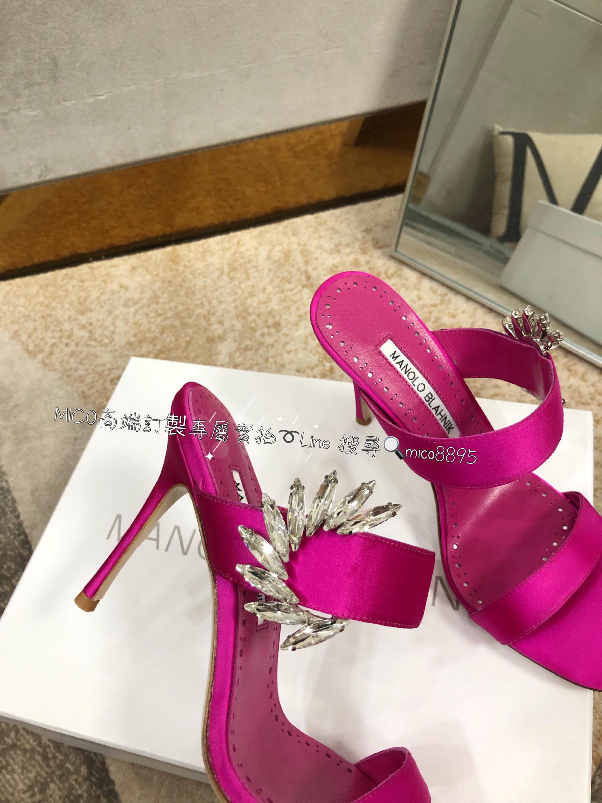 Manolo Blahnik MB 真絲高跟側扣涼鞋 跟鞋 跟高9cm