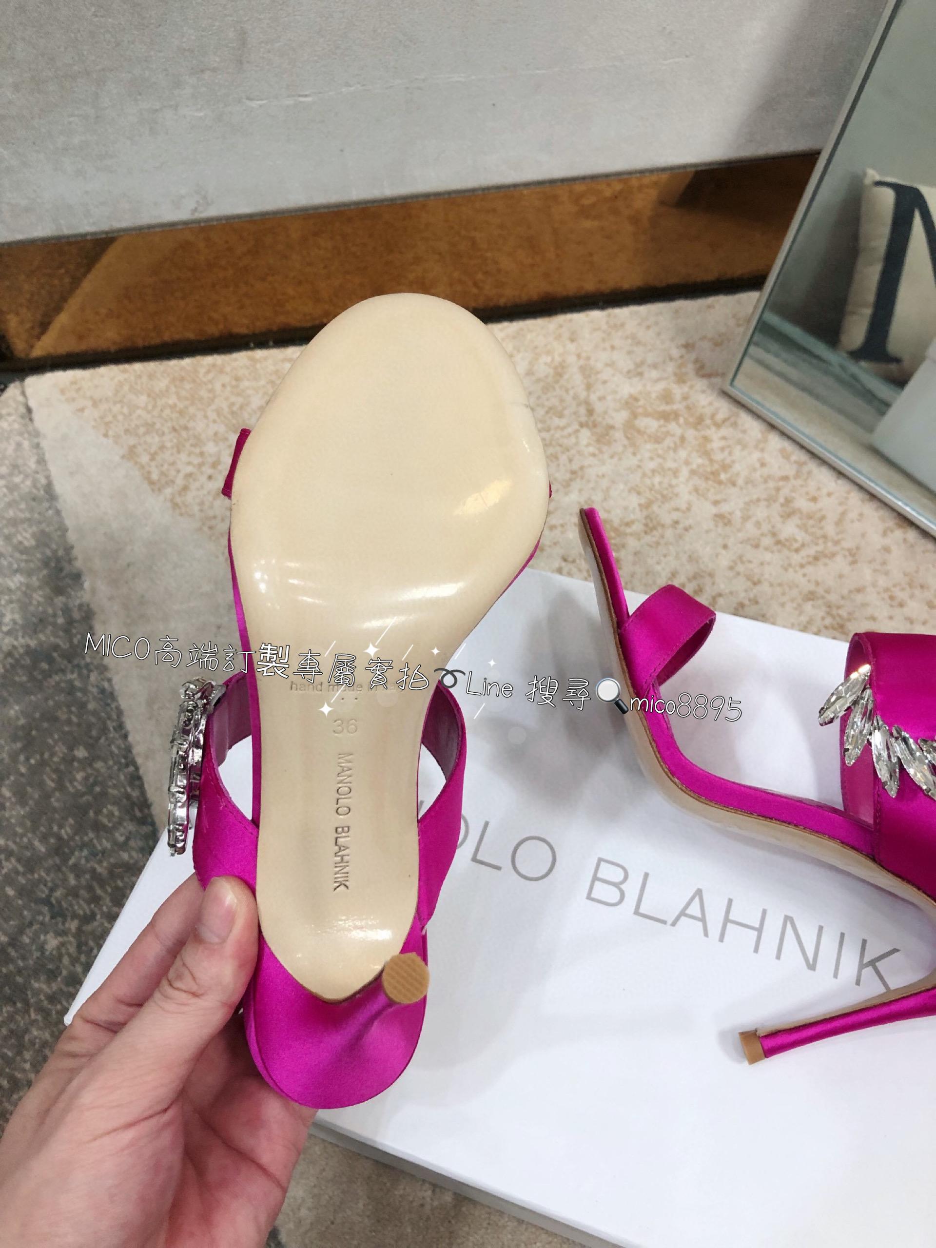 Manolo Blahnik MB 真絲高跟側扣涼鞋 跟鞋 跟高9cm