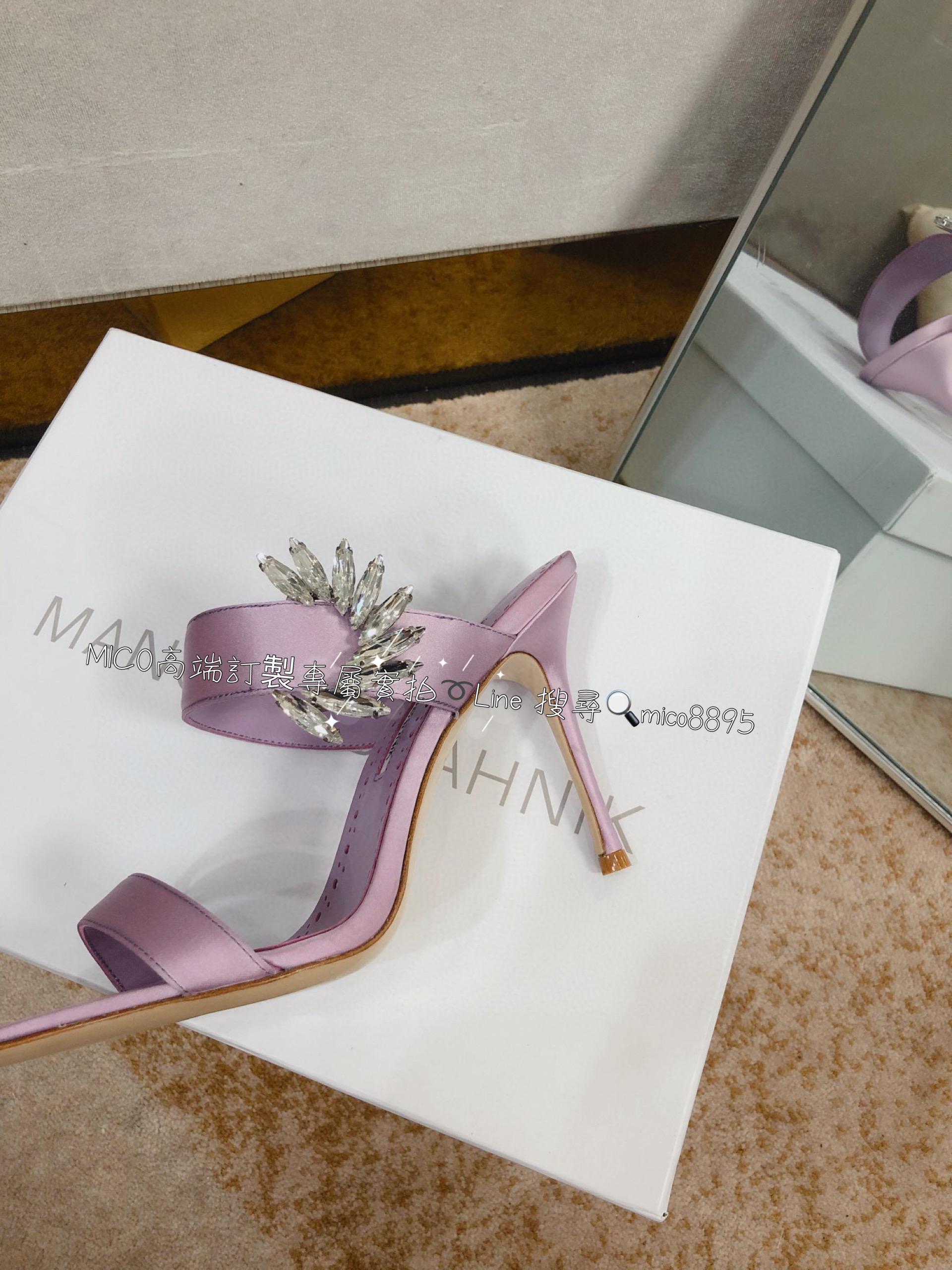 Manolo Blahnik MB 真絲高跟側扣涼鞋 跟鞋 跟高9cm