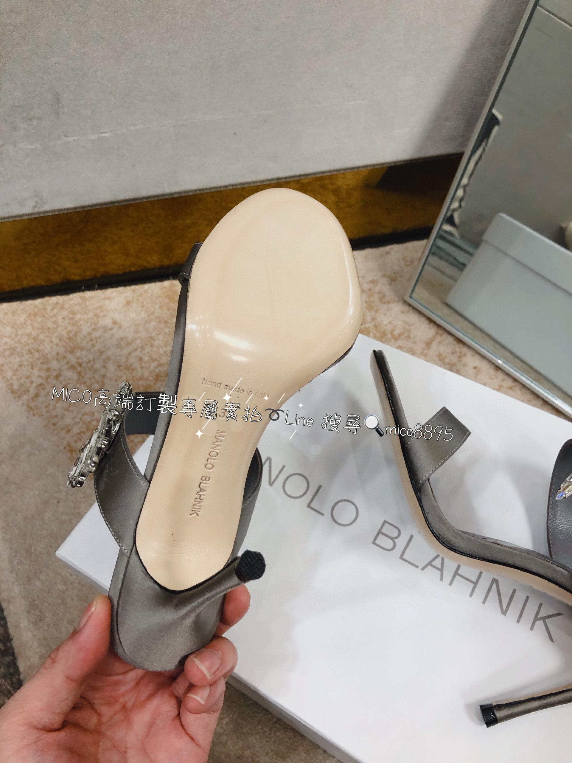 Manolo Blahnik MB 真絲高跟側扣涼鞋 跟鞋 跟高9cm