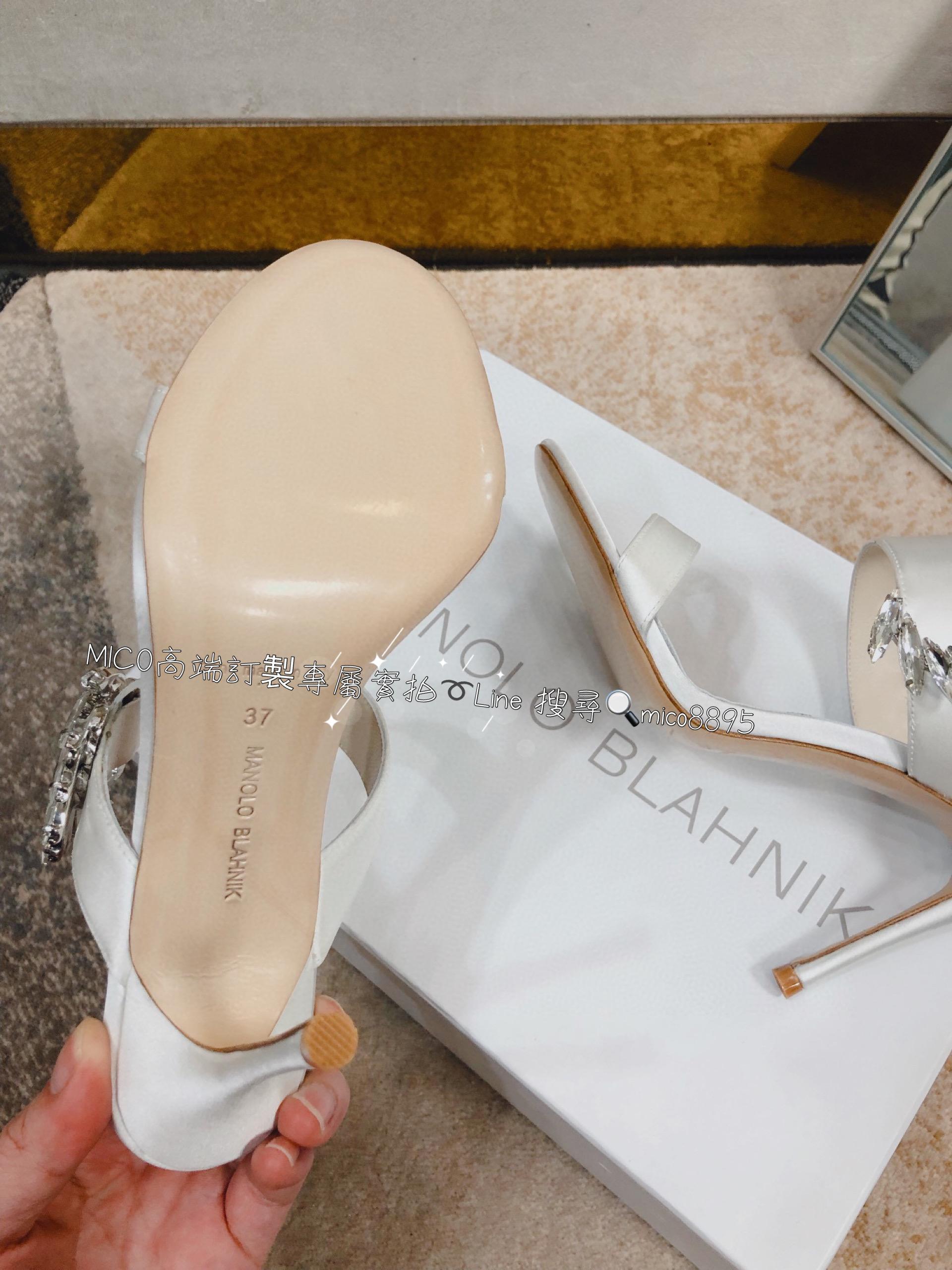 Manolo Blahnik MB 真絲高跟側扣涼鞋 跟鞋 跟高9cm