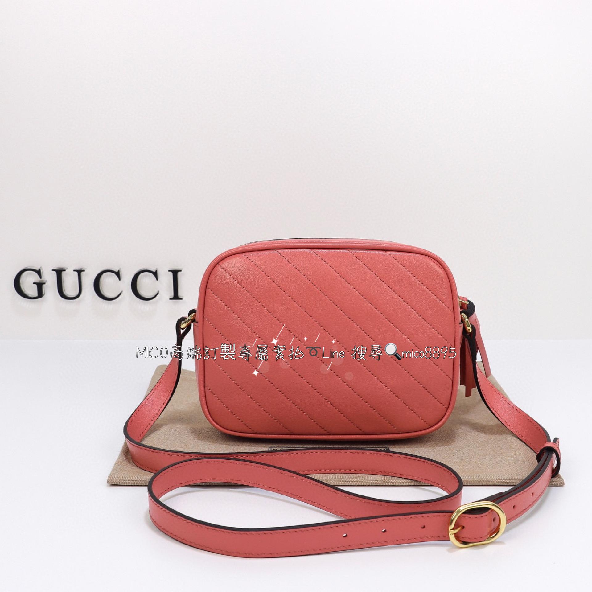 GUCCI G家 Blondie系列 龍蝦粉 小號相機包/流蘇相機包/斜跨包 21cm