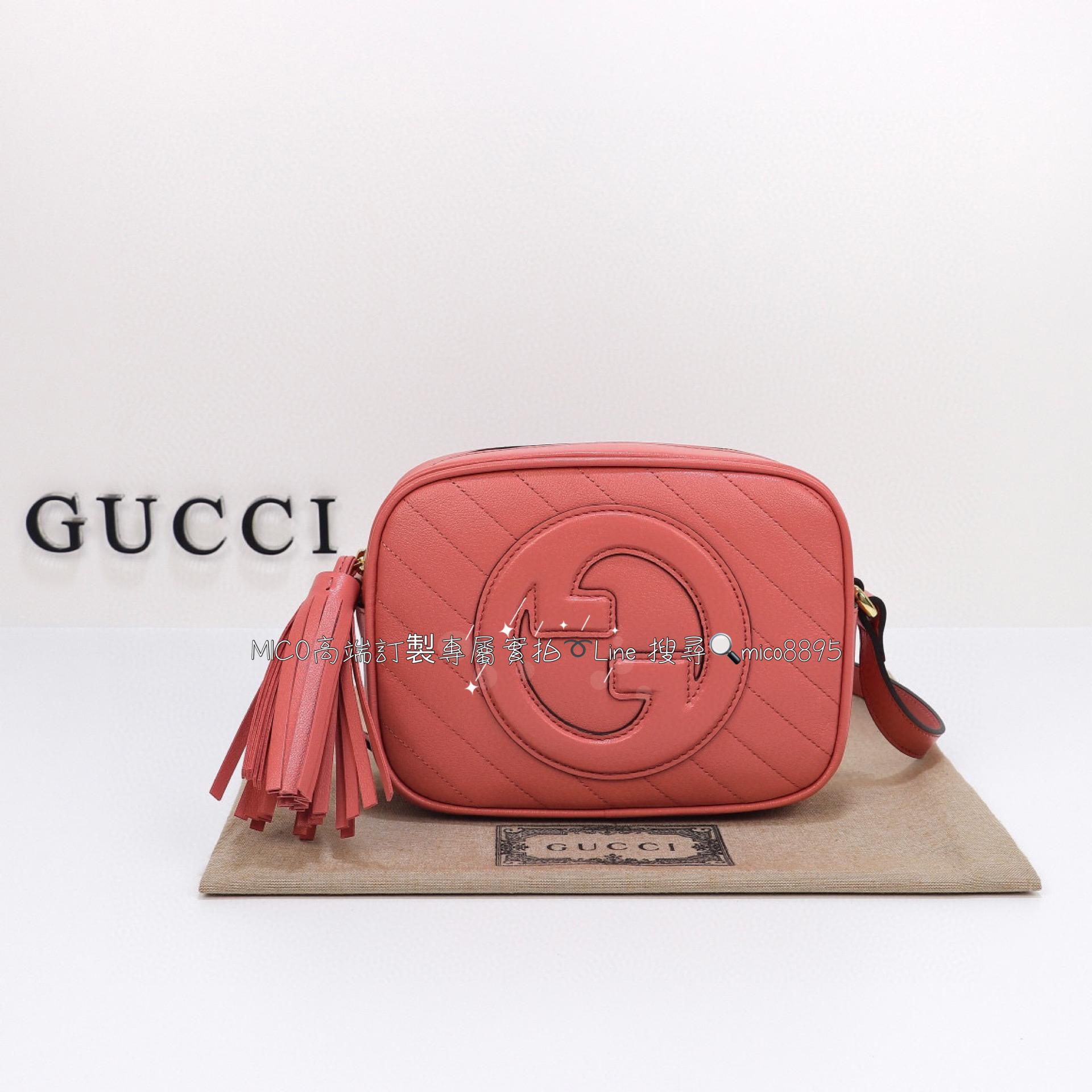 GUCCI G家 Blondie系列 龍蝦粉 小號相機包/流蘇相機包/斜跨包 21cm