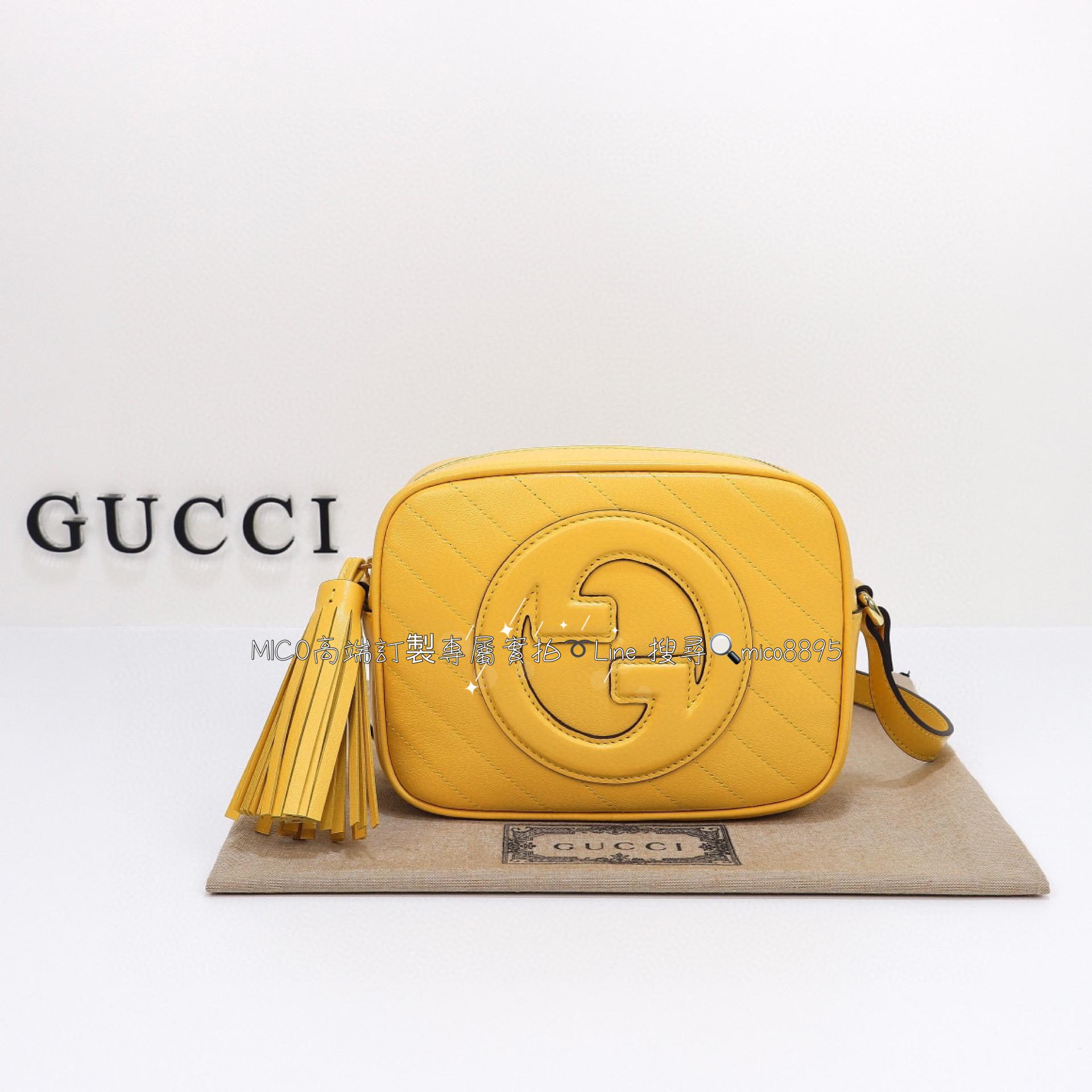 GUCCI G家 Blondie系列 向日葵黃 小號相機包/流蘇相機包/斜跨包 21cm