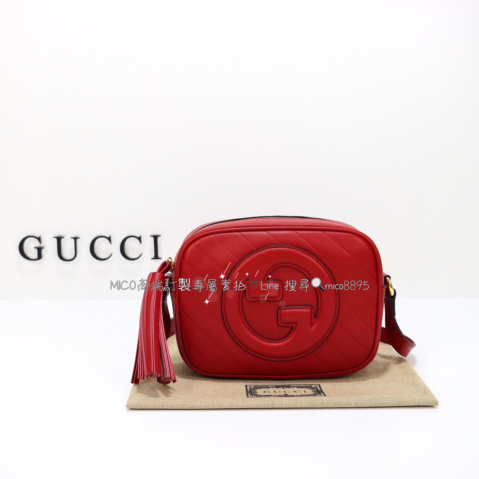 GUCCI G家 Blondie系列 國旗紅 小號相機包/流蘇相機包/斜跨包 21cm