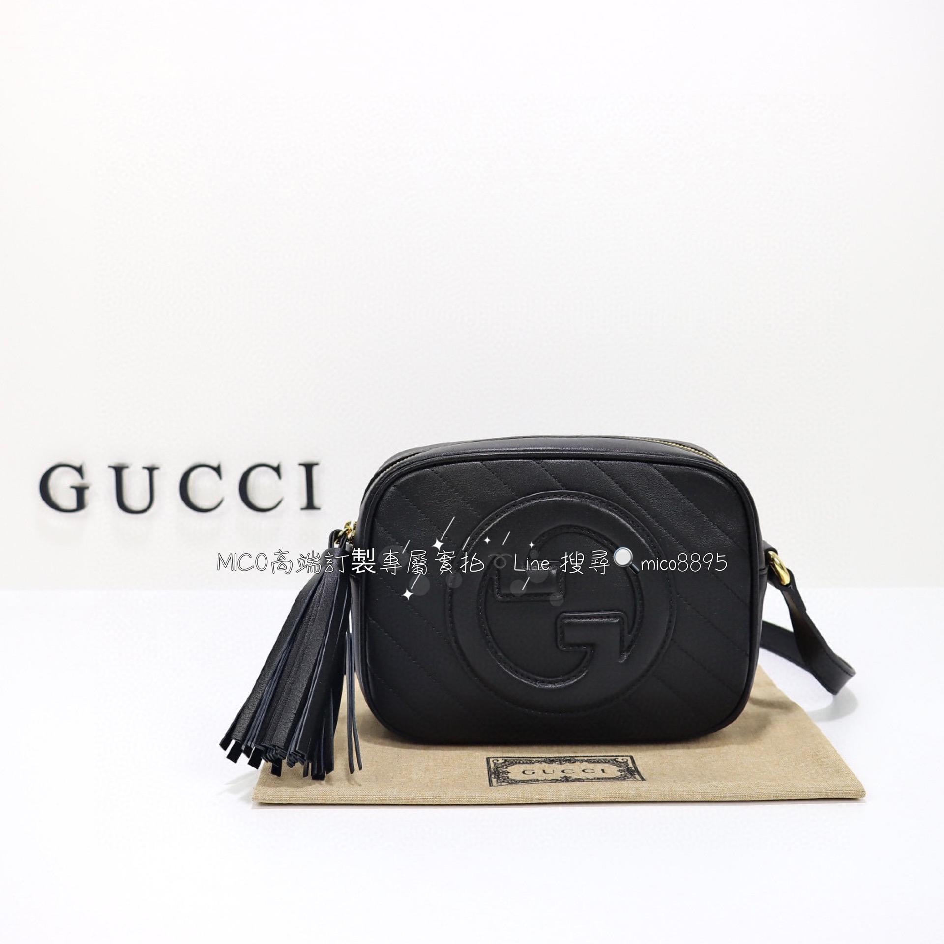 GUCCI G家 Blondie系列 黑色 小號相機包/流蘇相機包/斜跨包 21cm