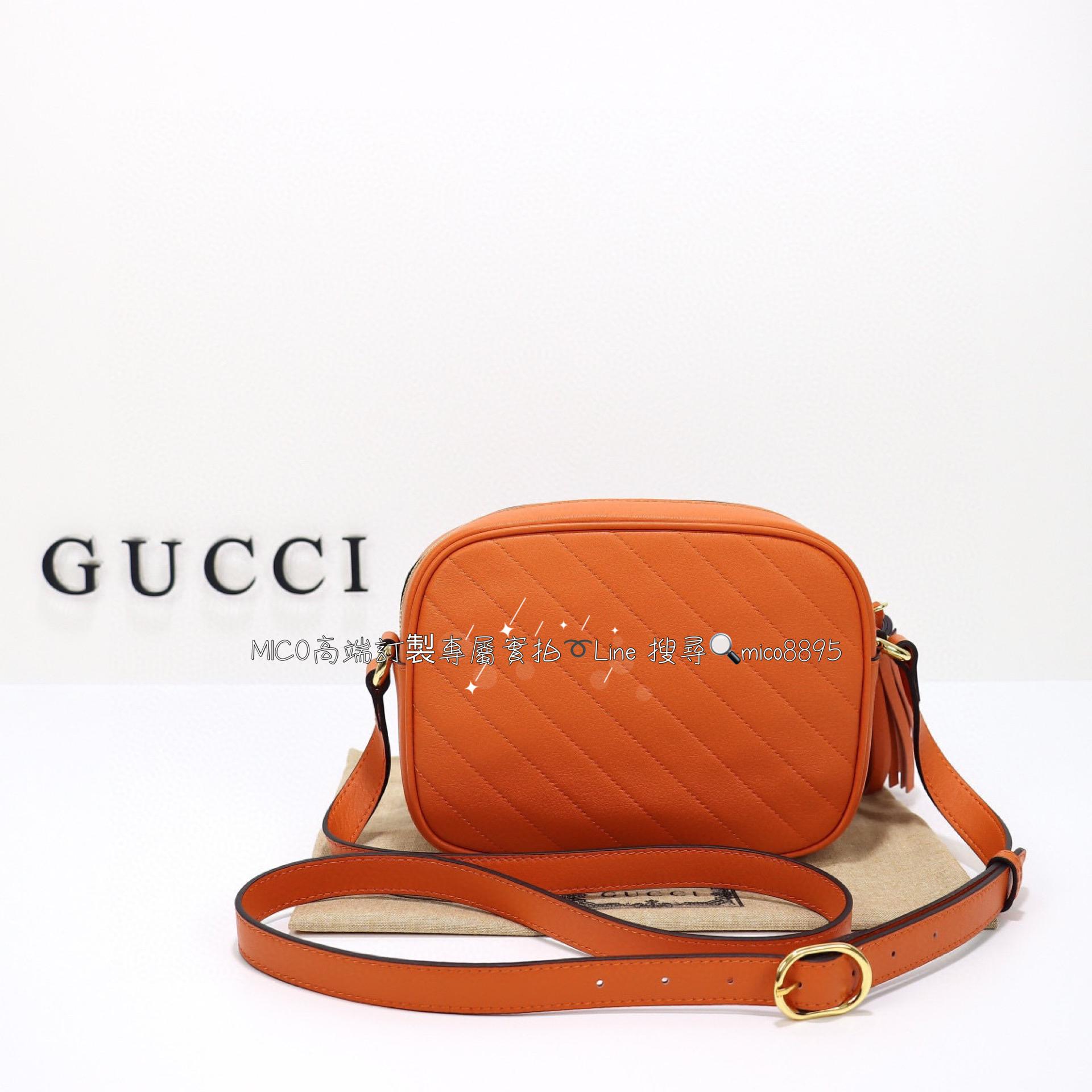 GUCCI G家 Blondie系列 橙色 小號相機包/流蘇相機包/斜跨包 21cm