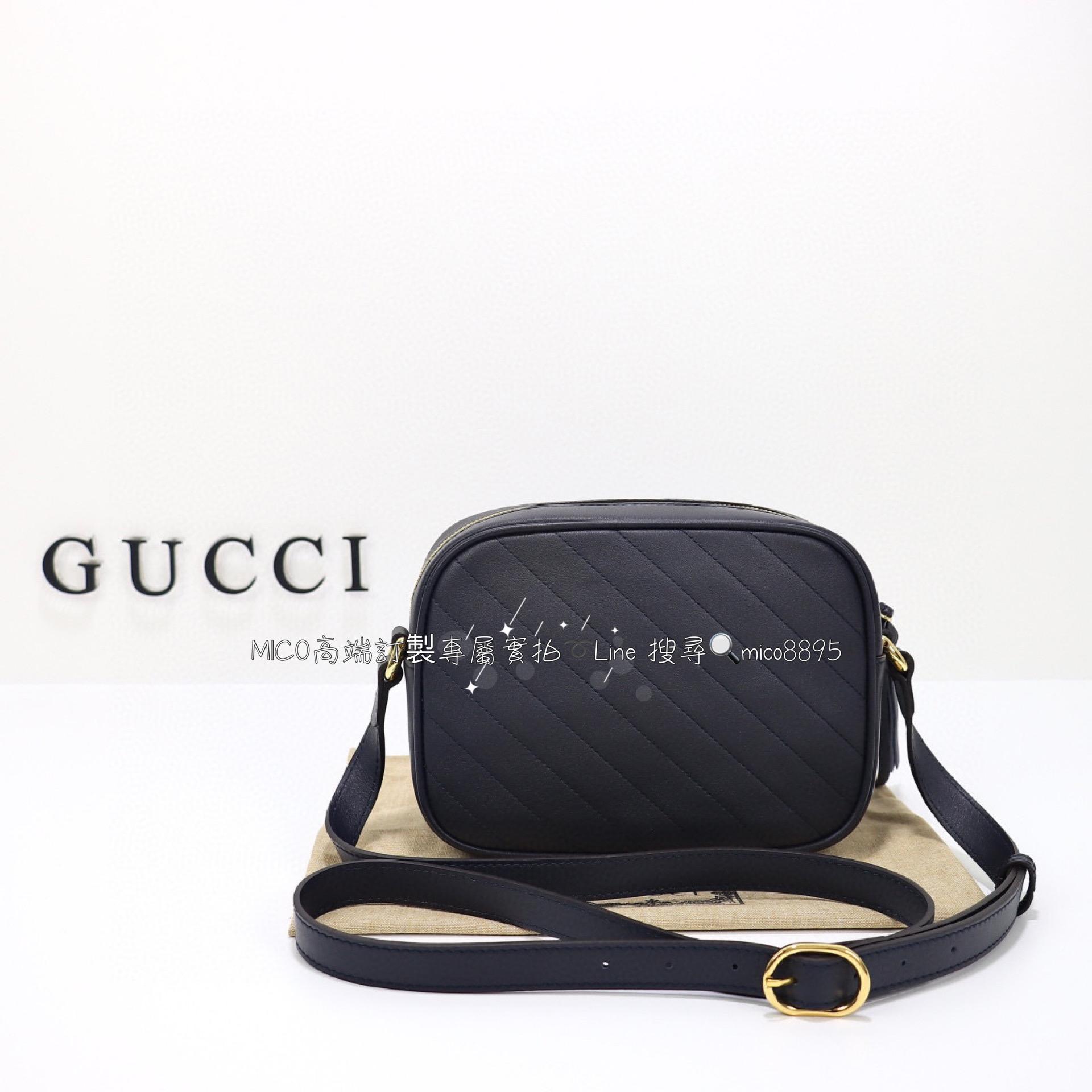 GUCCI G家 Blondie系列 藏藍色/小號相機包/流蘇相機包/斜跨包 21cm