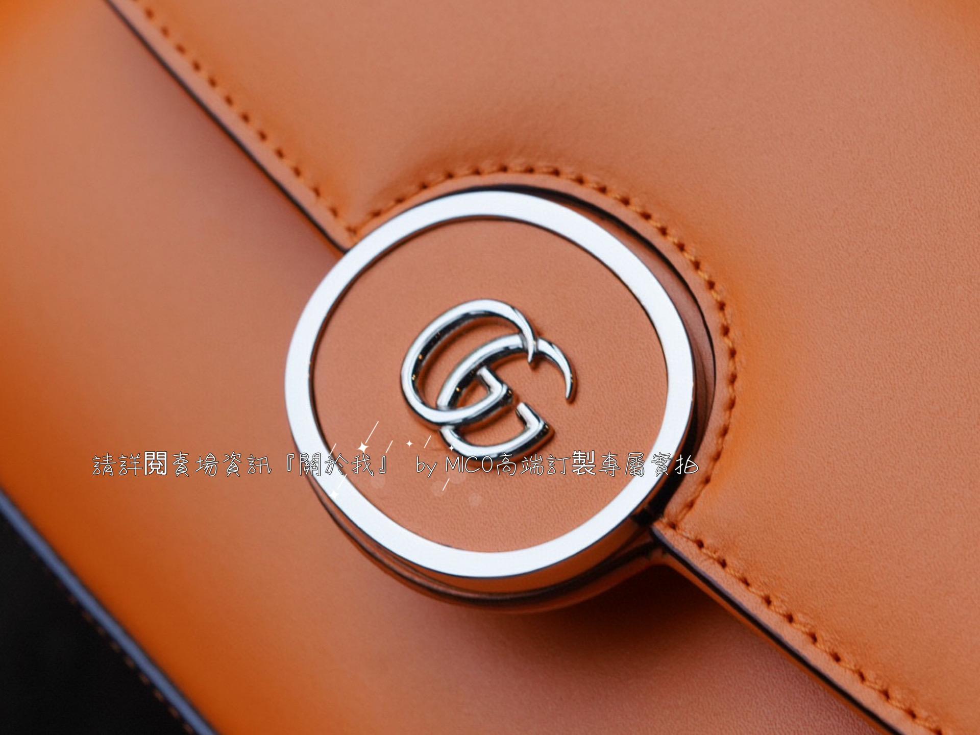 GUCCI Petite GG系列迷你肩背包 橙色皮革 21cm