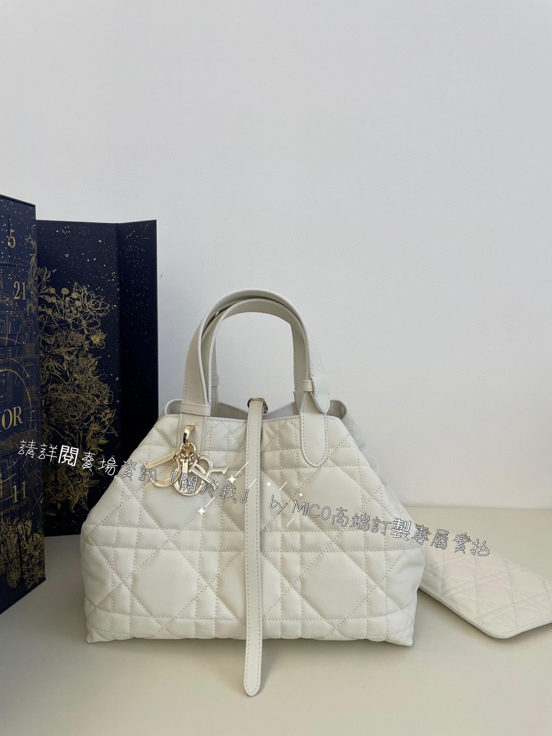 Dior 白色小牛皮 Toujours 隨性感旅行托特包 size:28.5*19*21cm