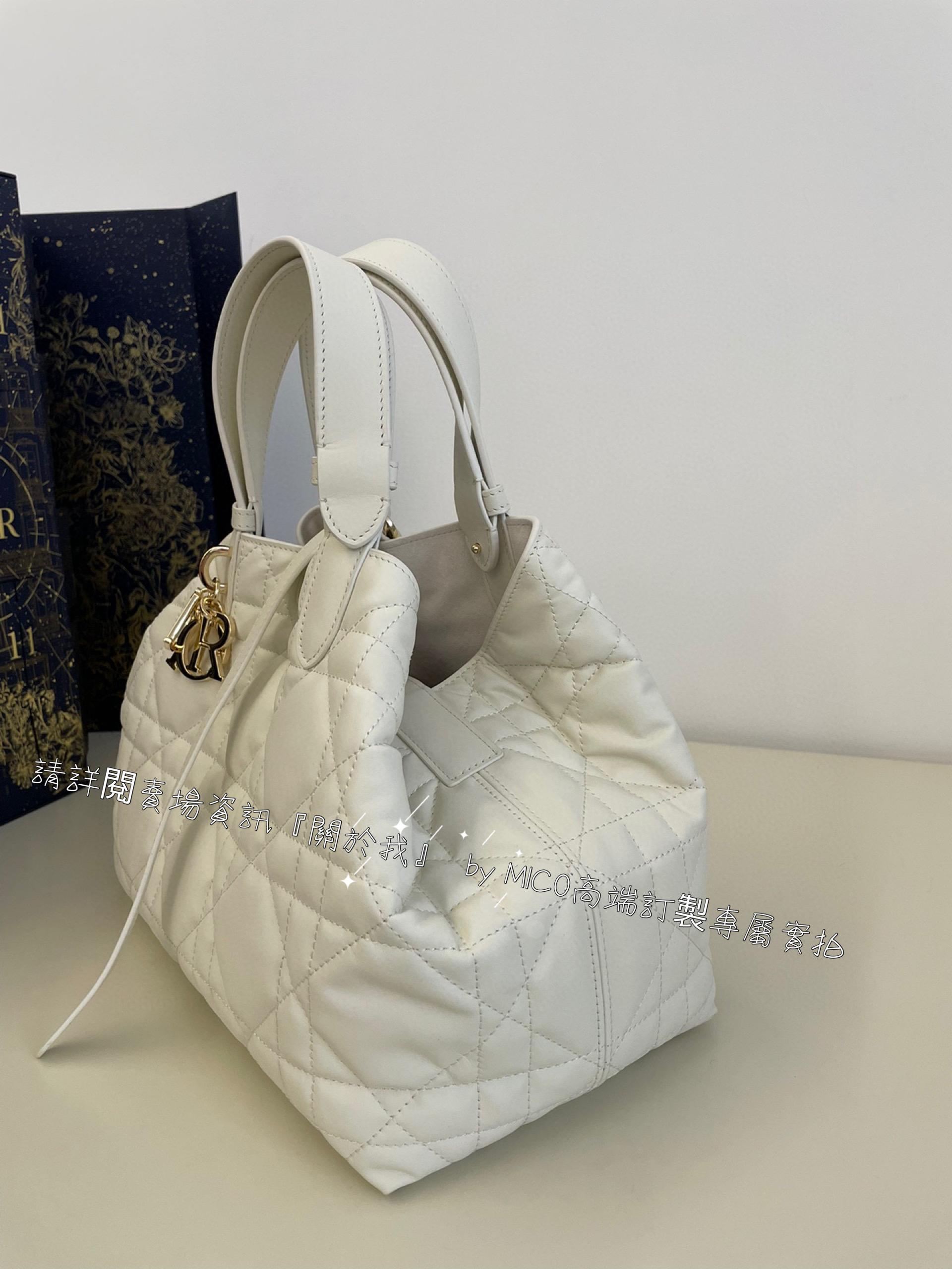 Dior 白色小牛皮 Toujours 隨性感旅行托特包 size:28.5*19*21cm