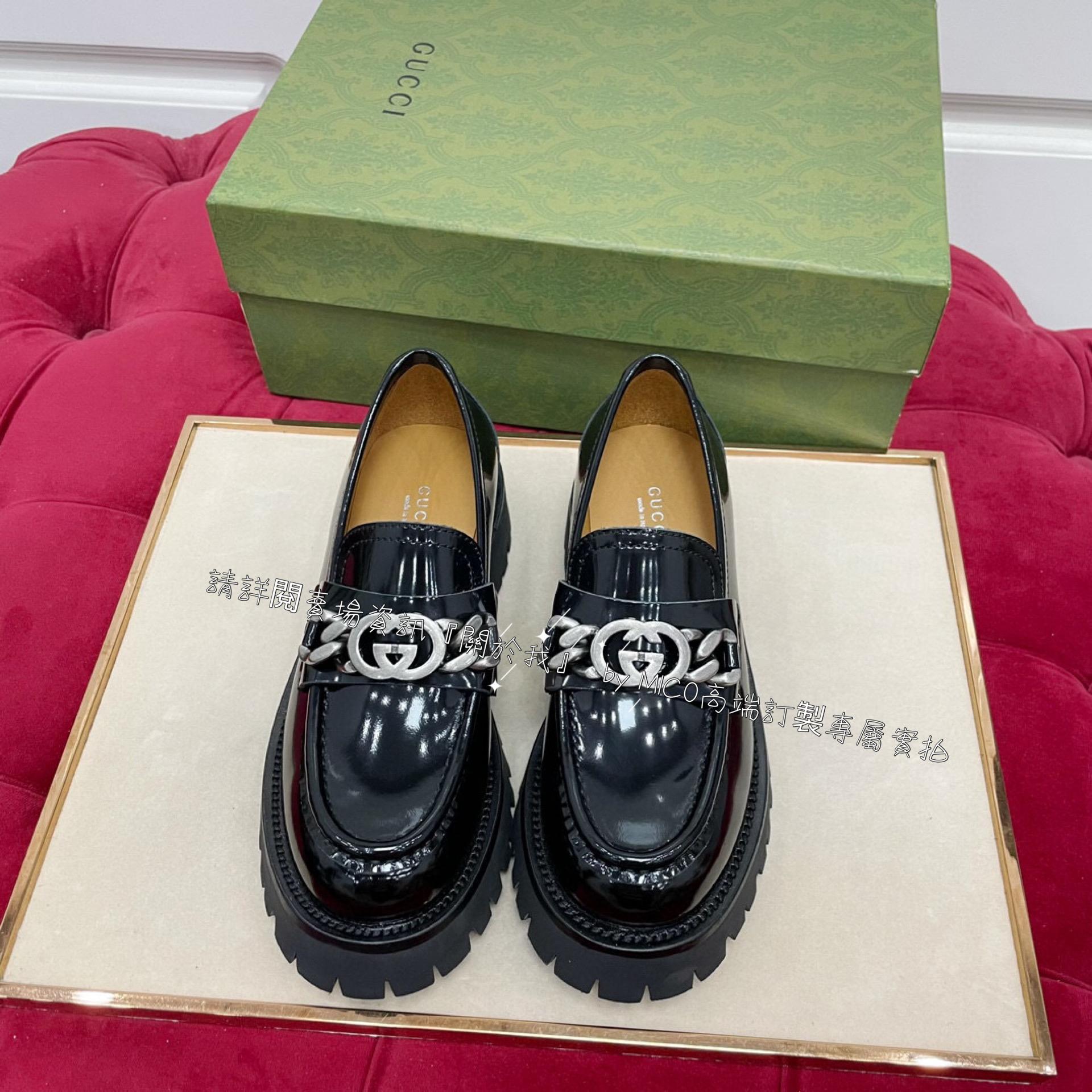 GUCCI 2023早秋秀款 馬銜扣樂福鞋 復古元素 厚底鞋 35-39（可訂40）