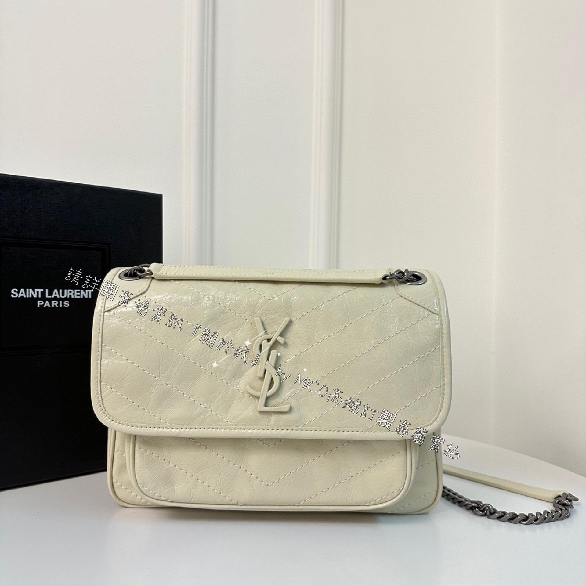 YSL 聖羅蘭 經典Niki包 通勤包 奶油白/中號 28cm