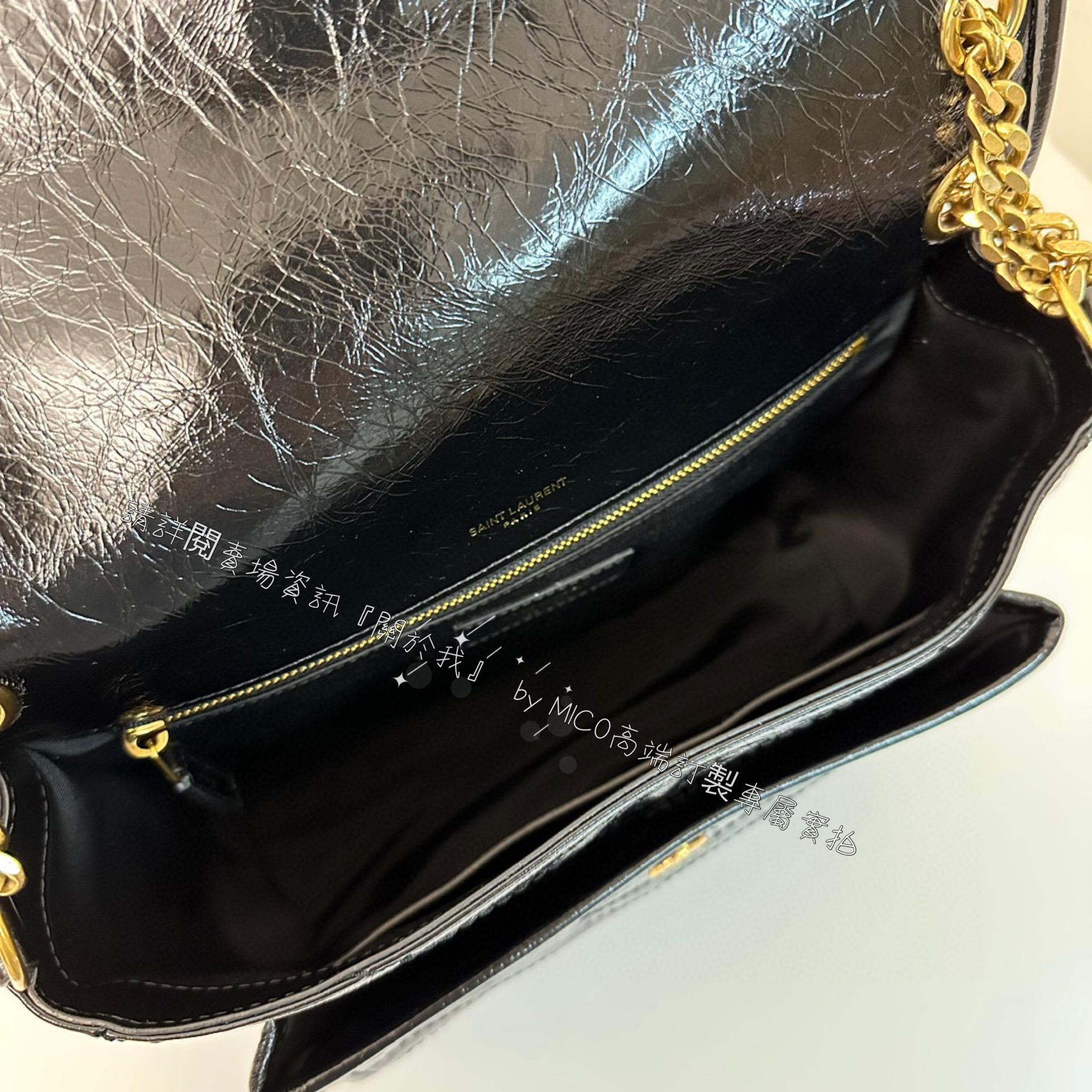 YSL 聖羅蘭 經典Niki包 通勤包 黑色/金鏈/中號 28cm