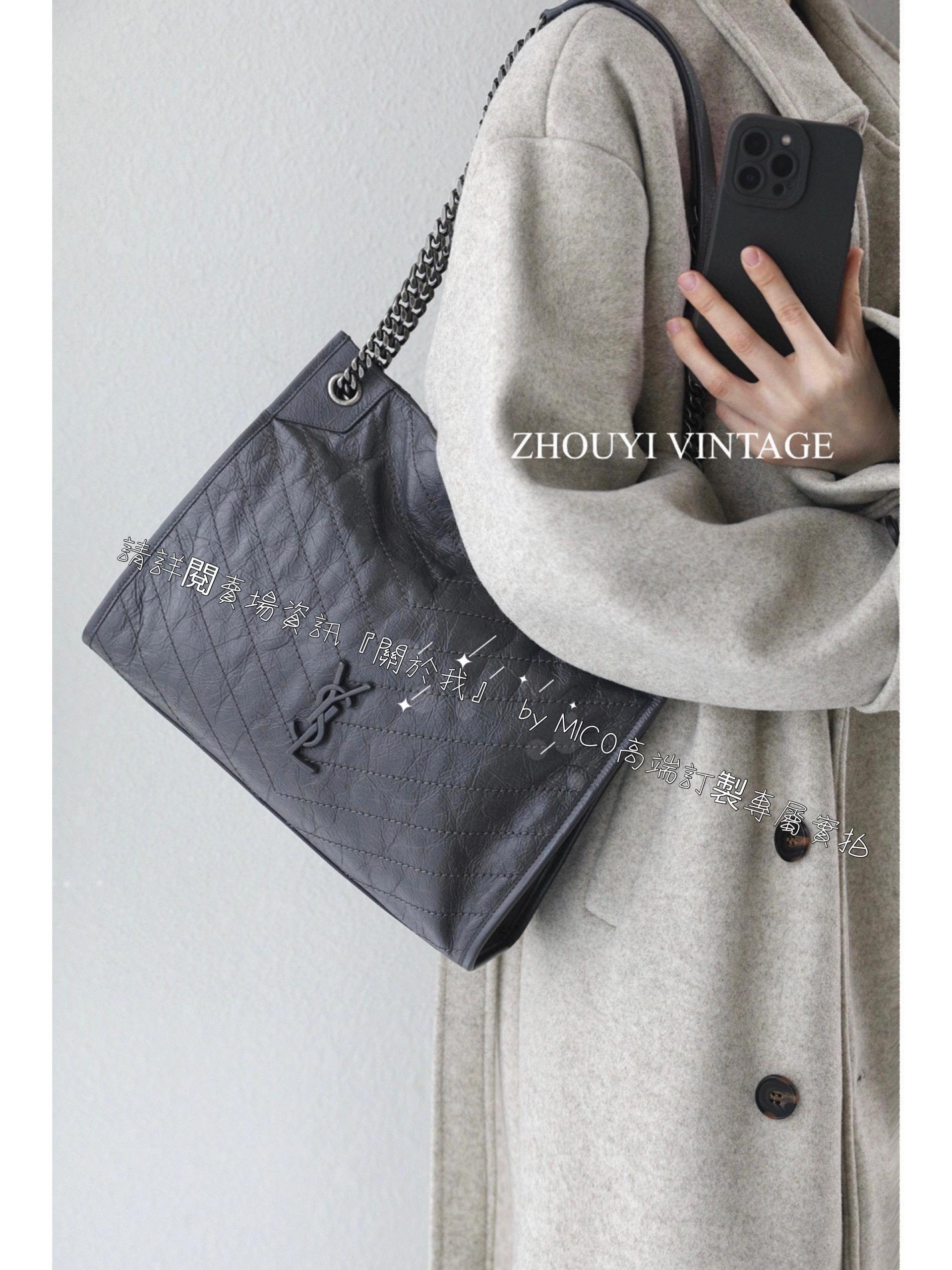 YSL Niki shopping bag _灰色 經典款購物袋/通勤包 尺寸：33x27x11.5cm