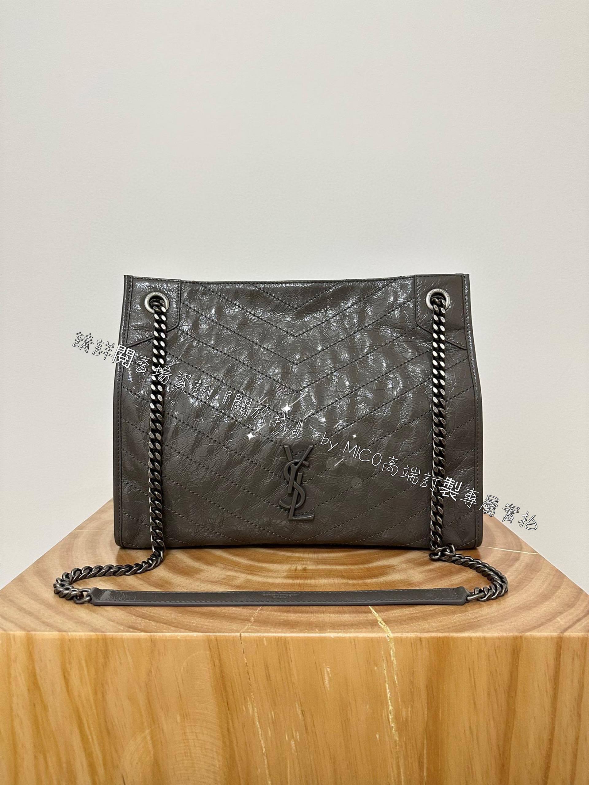 YSL Niki shopping bag _灰色 經典款購物袋/通勤包 尺寸：33x27x11.5cm