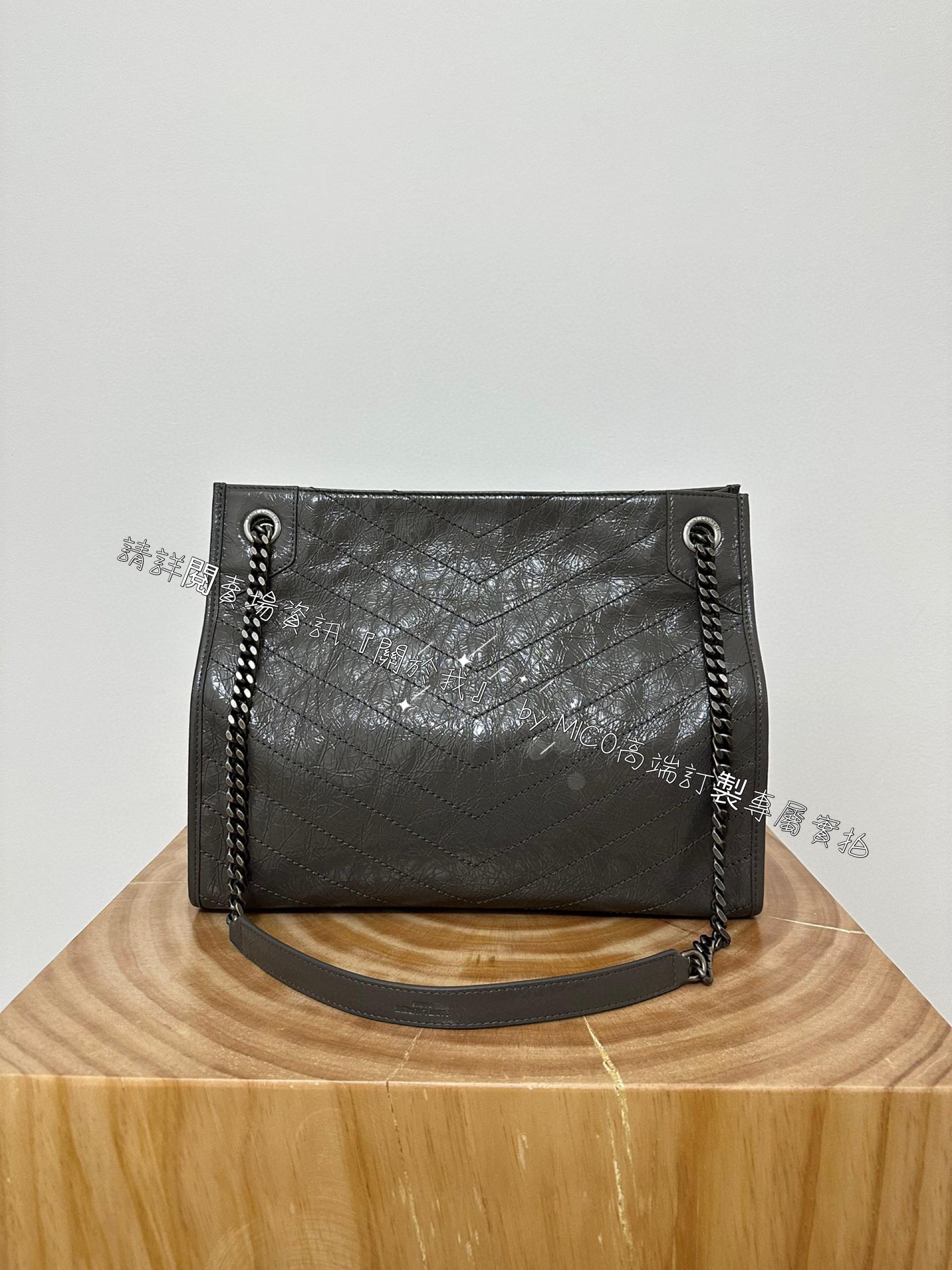 YSL Niki shopping bag _灰色 經典款購物袋/通勤包 尺寸：33x27x11.5cm