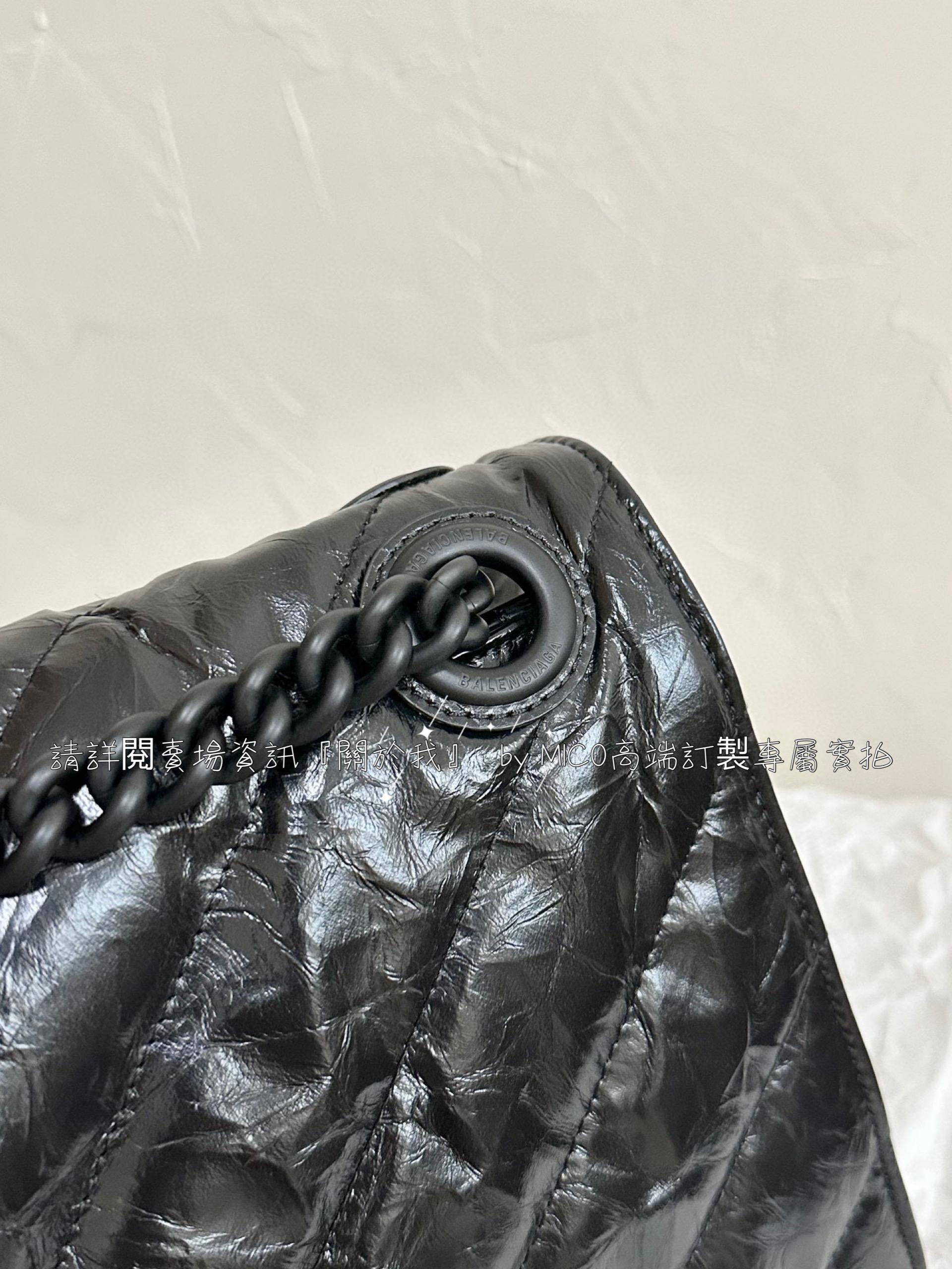 BALENCIAGA 大號/斜紋黑槍 Crush 絎縫鏈條包/沙漏包 尺寸40×25×13cm