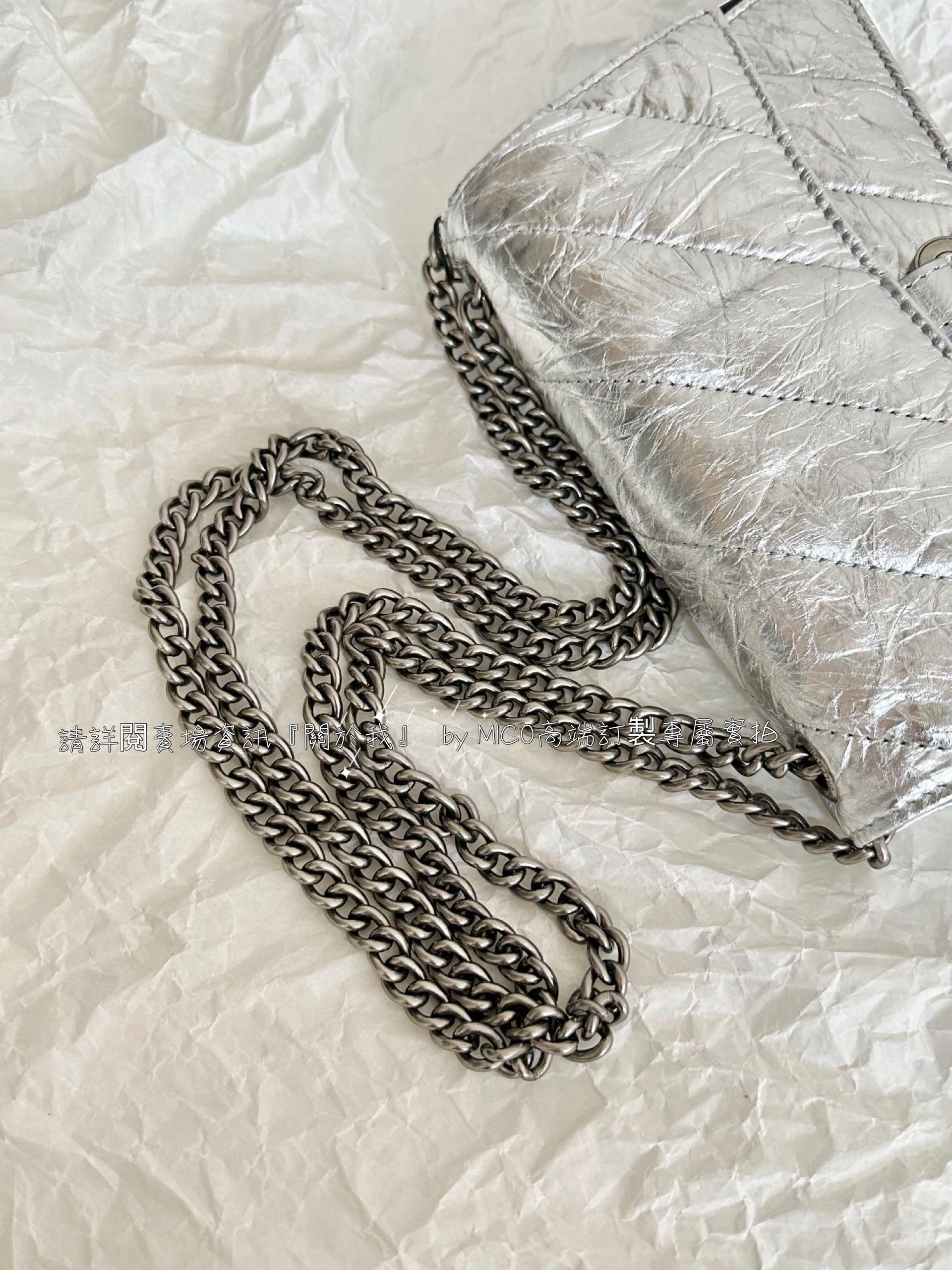 BALENCIAGA Crush XS Chain Bag 銀色/沙漏包 尺寸21.8×9.9×4.8cm