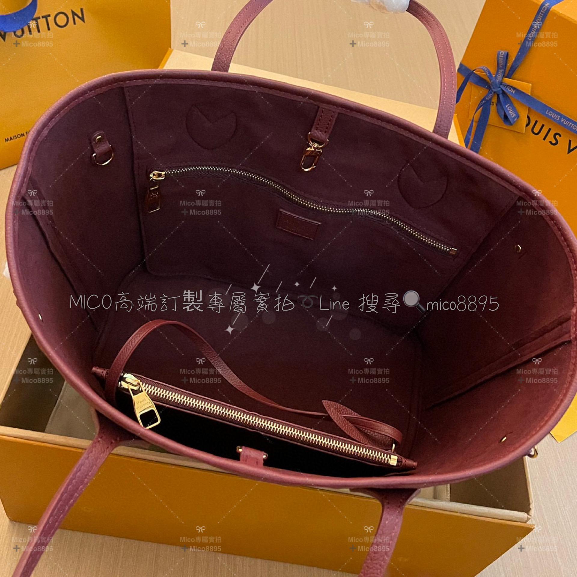 Louis Vuitton M46599紫紅 Neverfull 購物袋/托特包 牛皮材質/真皮