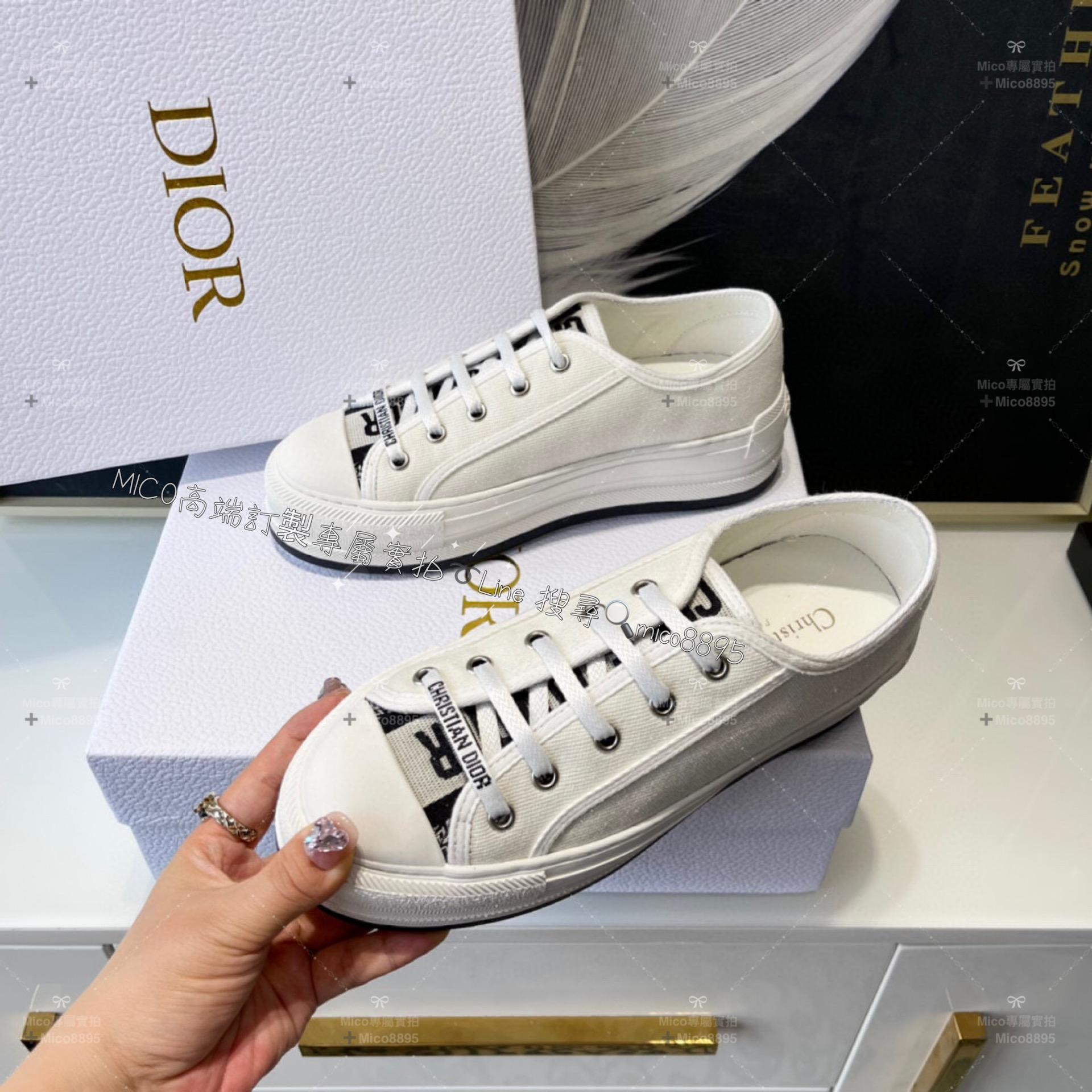 Dior 新款Walk'n系列 簡約白色情侶款厚底帆布鞋 休閒鞋 底厚: 4.5cm 碼數: 女35-39  男 40-44