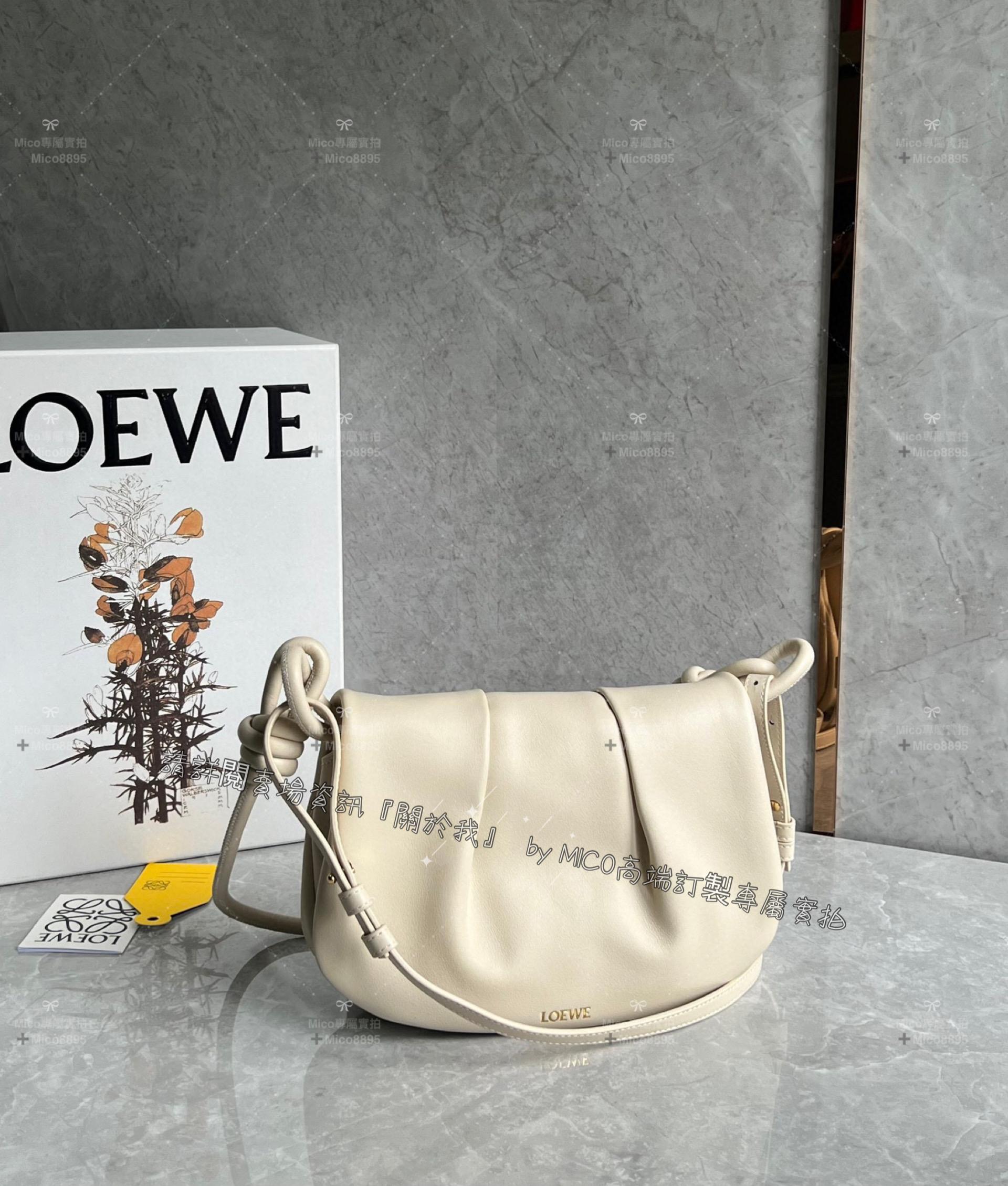 Loewe 羅威 Paseo系列 奶白色 Paseo Satchel 手提/肩背/斜跨包 25cm