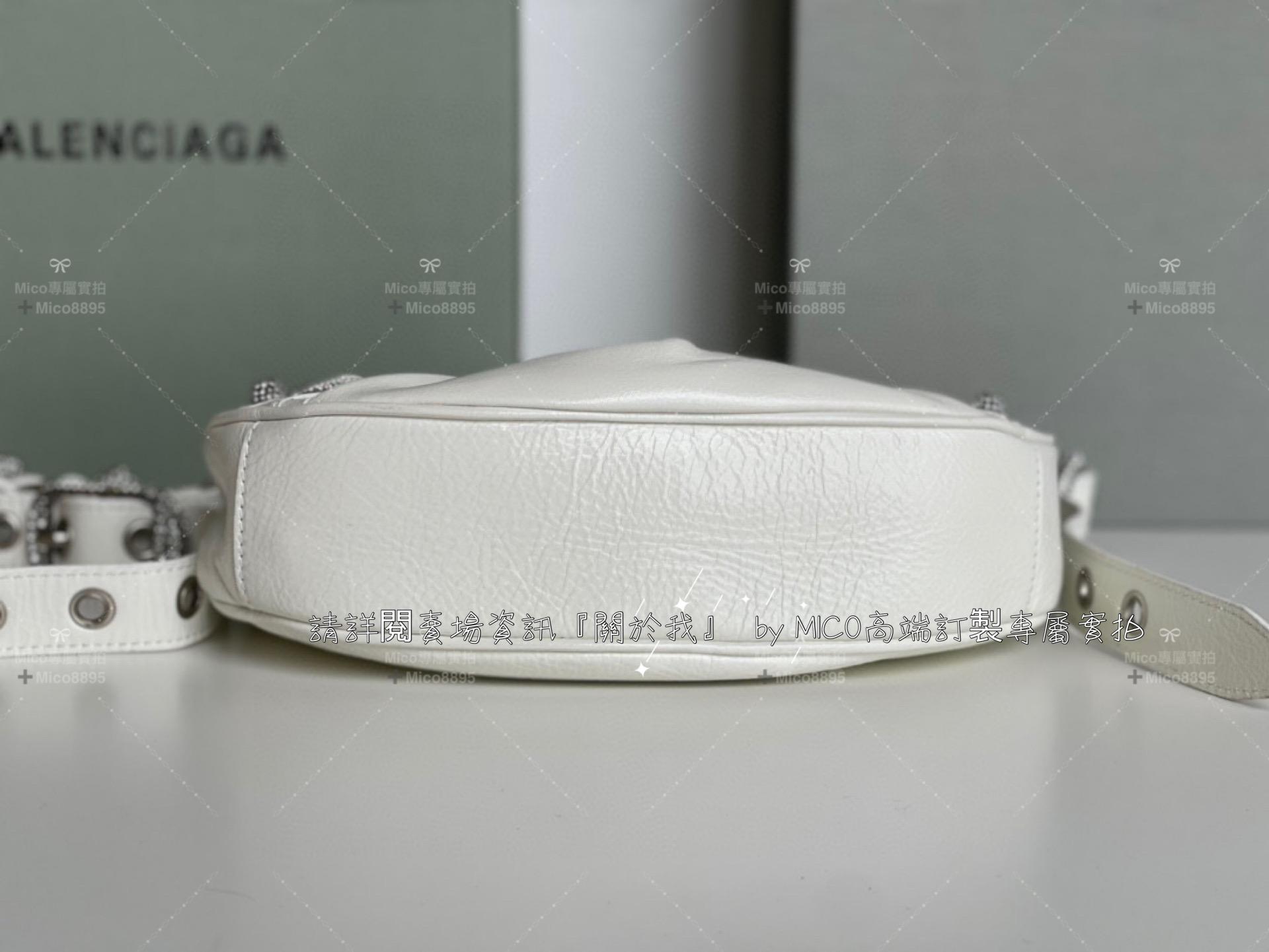 Balenciaga 白色油蠟皮帶鑽xs/26cm(只有xs) Le Cagole半月包/餃子包/機車包