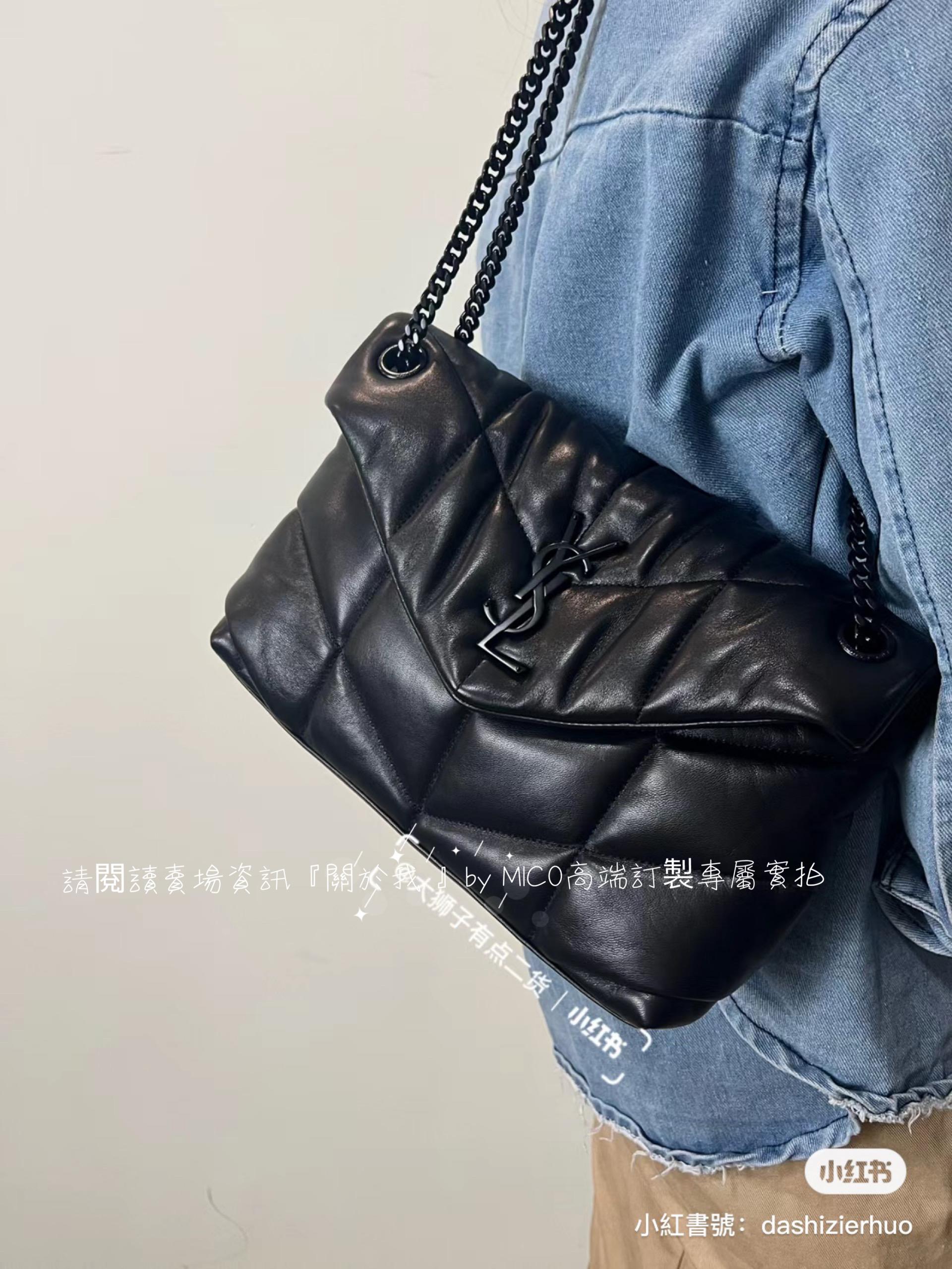 YSL mini LOULOU Puffer  ALL Black 黑鏈 雲朵包/絎縫小羊皮包 帕妃包