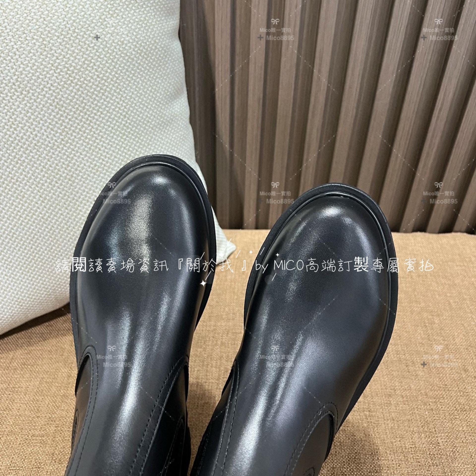 Celine 極簡款 簡約 黑色小牛皮皮毛切爾西短靴 踝靴 35-40