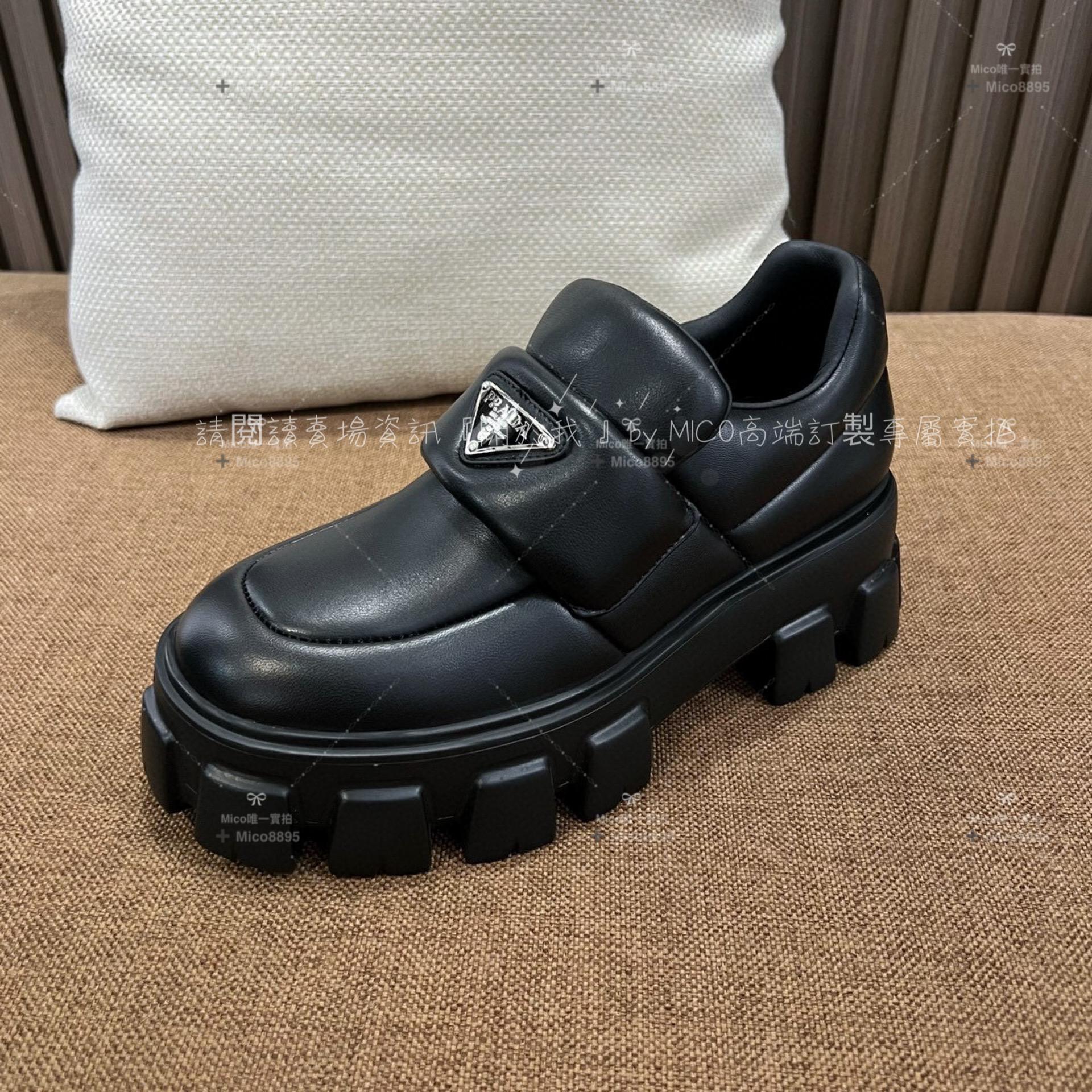 PRADA 厚底增高樂福鞋 麵包鞋 底厚6cm 個性小姊姊必備款 尺碼35-39