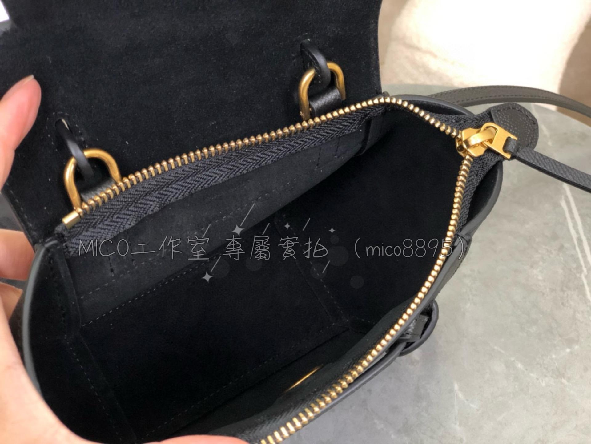 celine belt pico mini鯰魚包 黑/16cm 可調節肩帶 斜背包