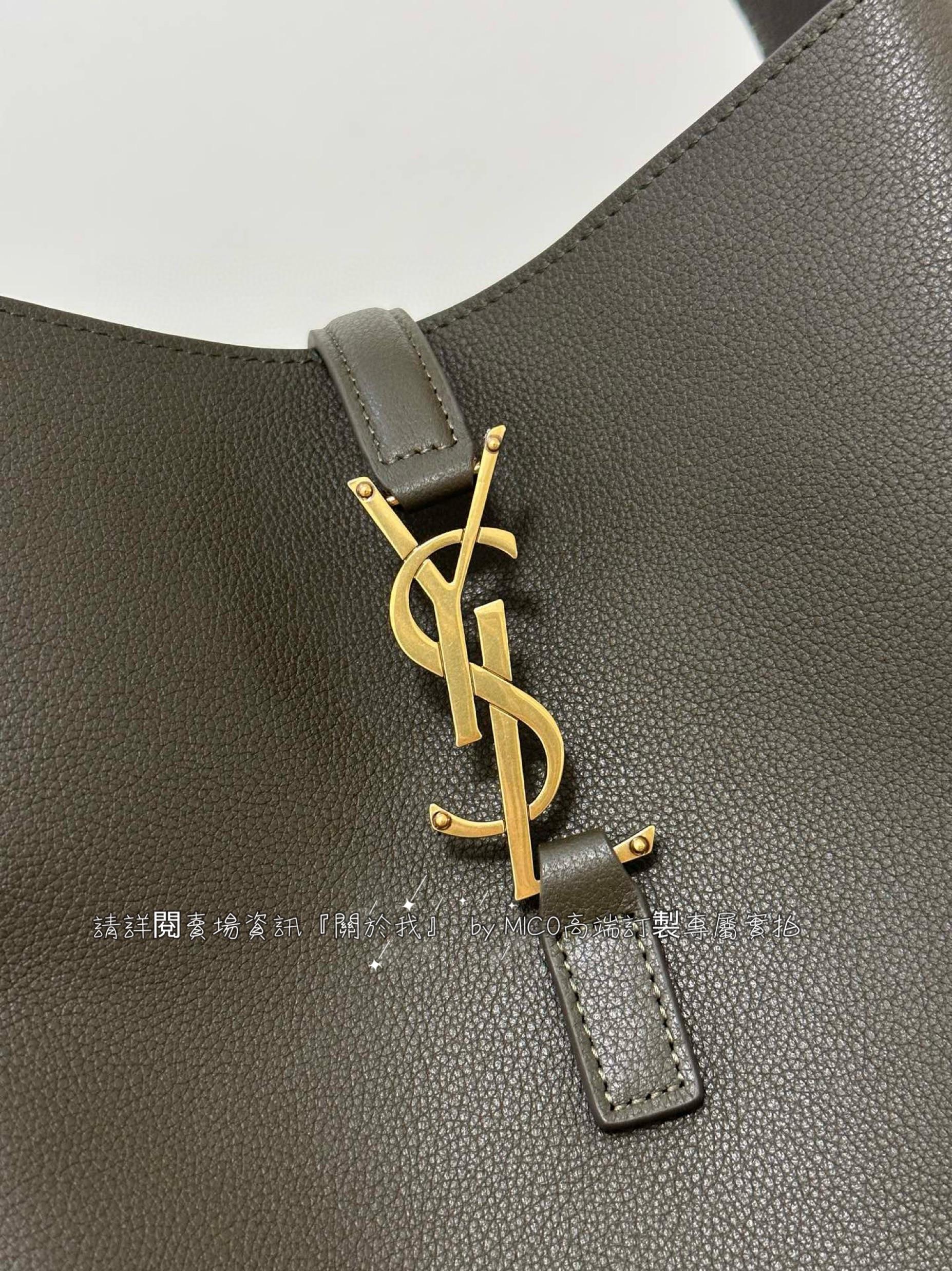 YSL 聖羅蘭 新色 橄欖綠 Le 5A7 Soft Hobo 腋下包/肩背包 牛皮 真皮 23cm