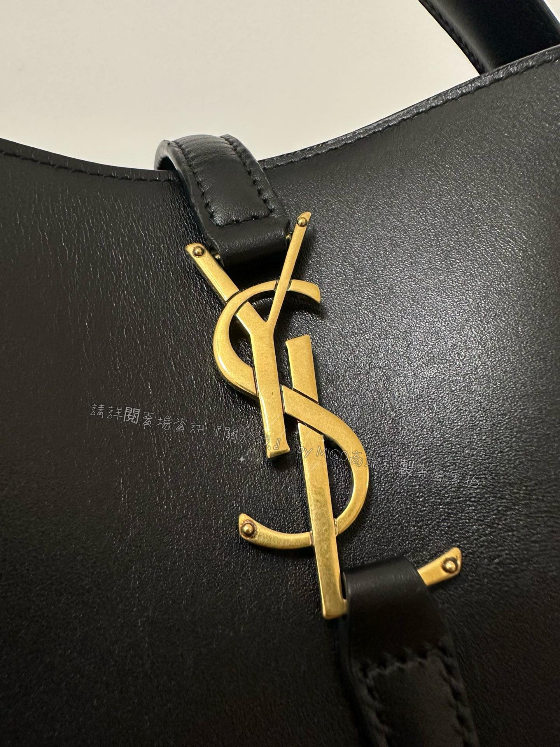 YSL 大號 Le37 黑色金釦 水桶包 可手提斜跨 尺寸25cm