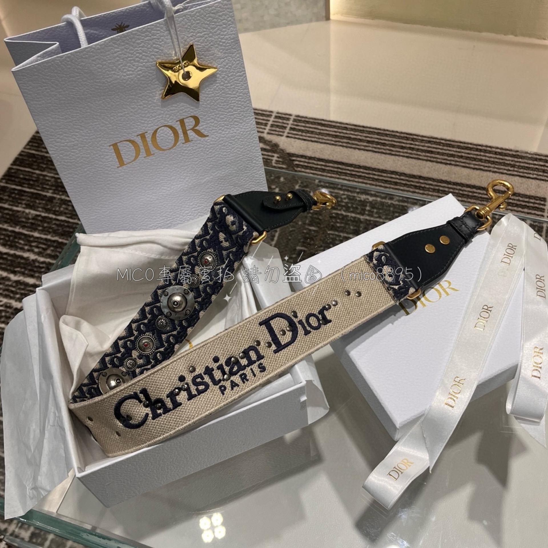 Dior 經典羅馬肩帶 ｛深藍色｝老花肩帶/寬肩帶