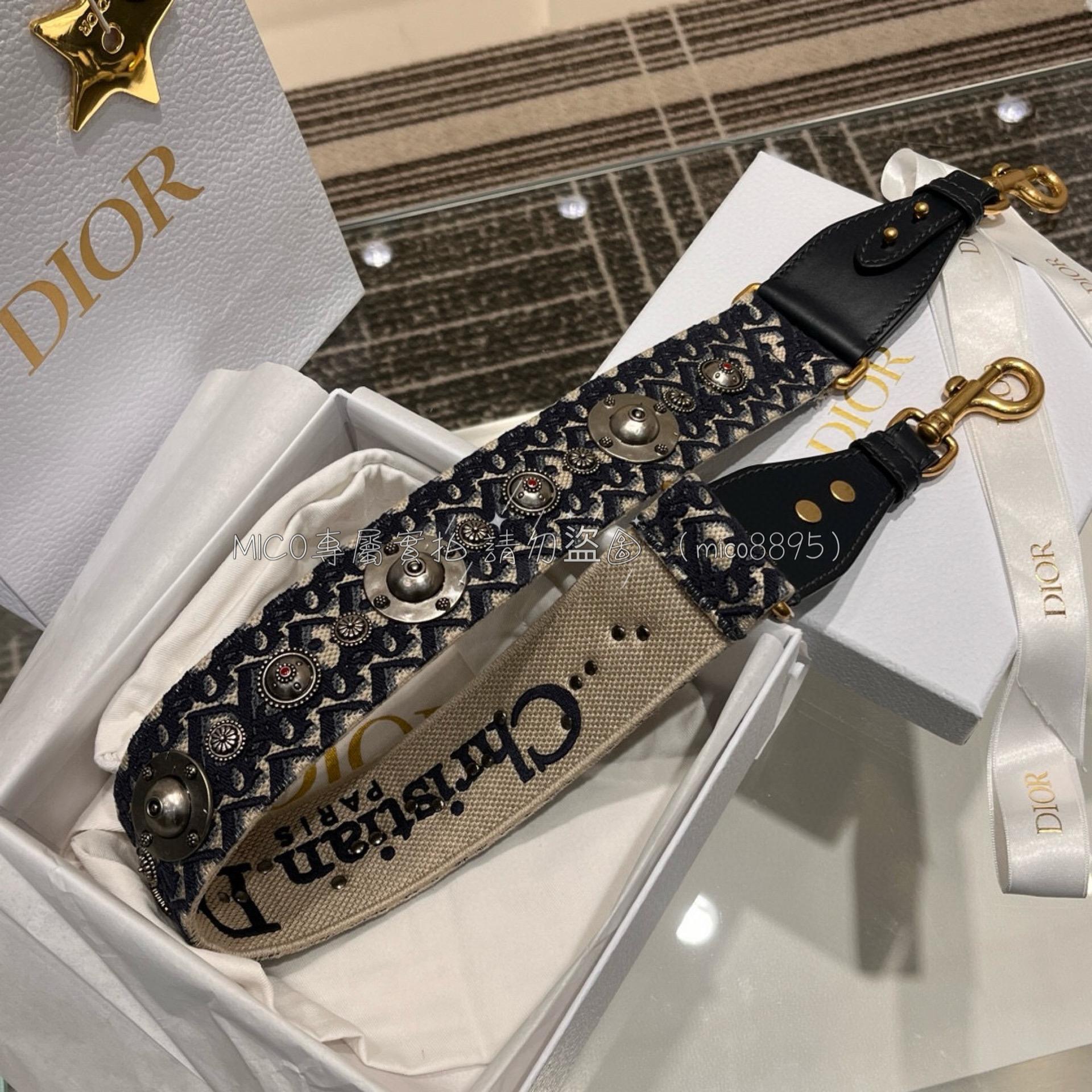 Dior 經典羅馬肩帶 ｛深藍色｝老花肩帶/寬肩帶