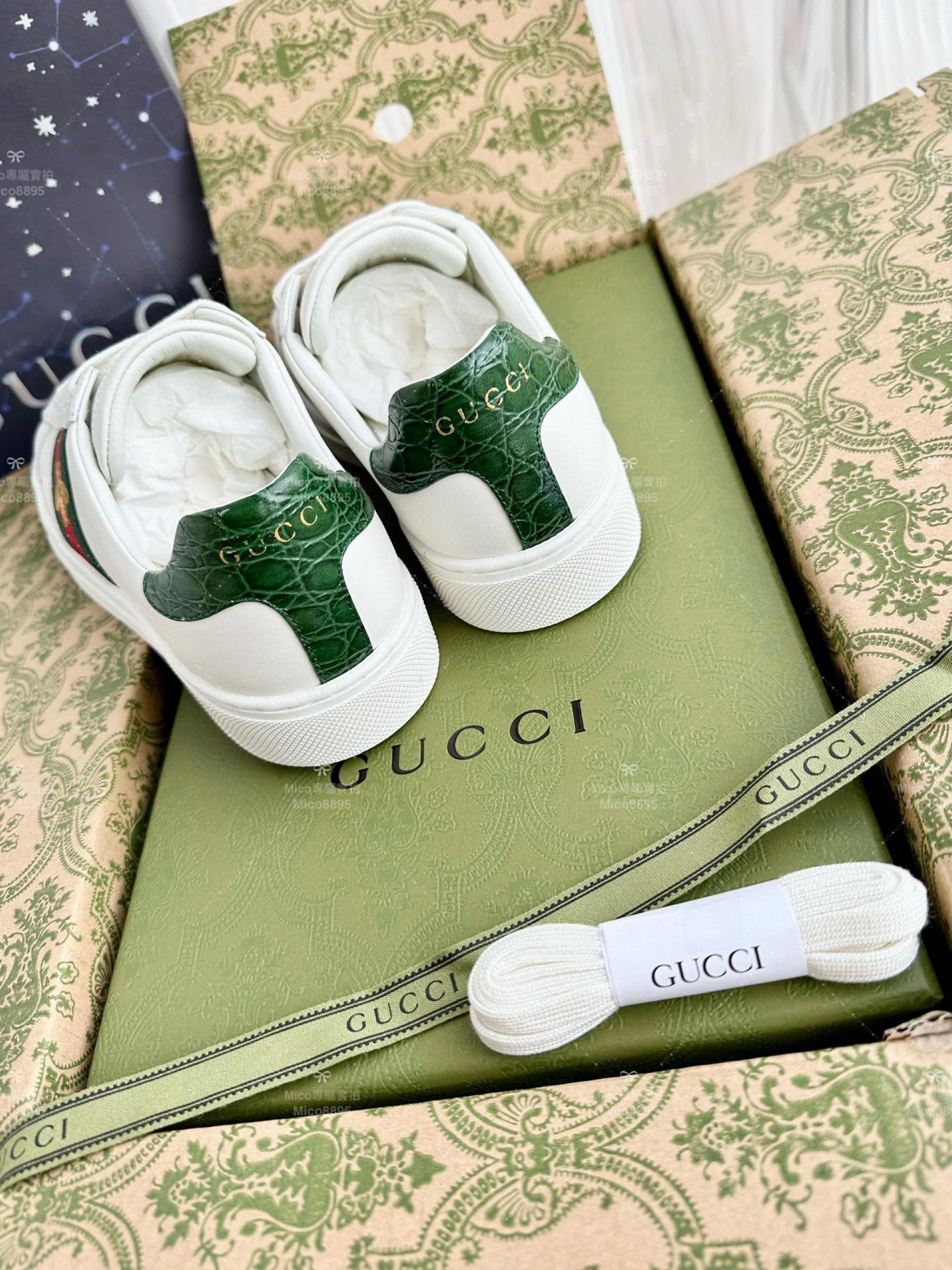 GUCCI ACE系列 蜜蜂款 紅綠織帶配色小白鞋 休閒鞋 情侶款/男鞋/女鞋/SIZE：女款35-40 男款39-45  